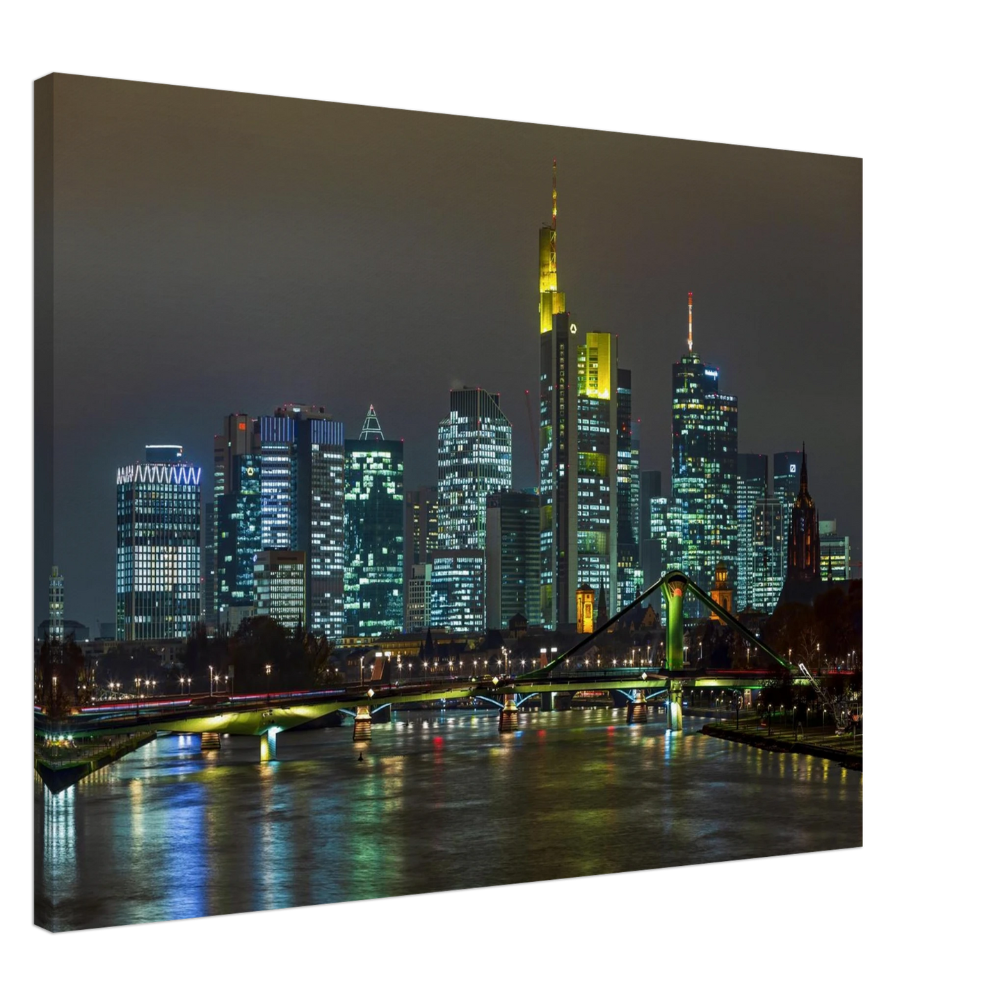 Wandbild frankfurt skyline bei nacht lebendige stadtlandschaft fuer ihr zuhause in vielen groessen