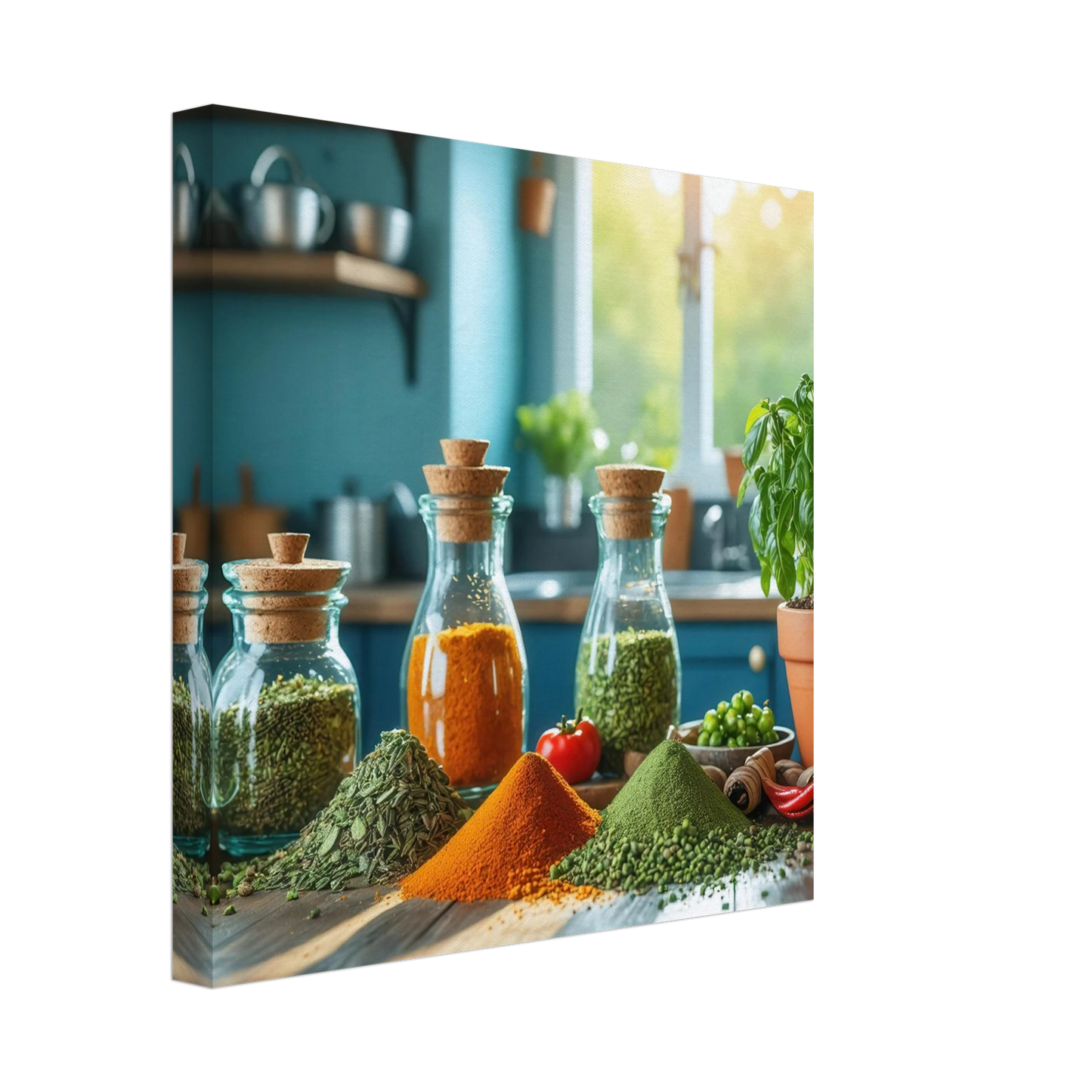 Wandbild lebendige kuechenkraeuter und gewuerze frische wuerze fuer ihr zuhause