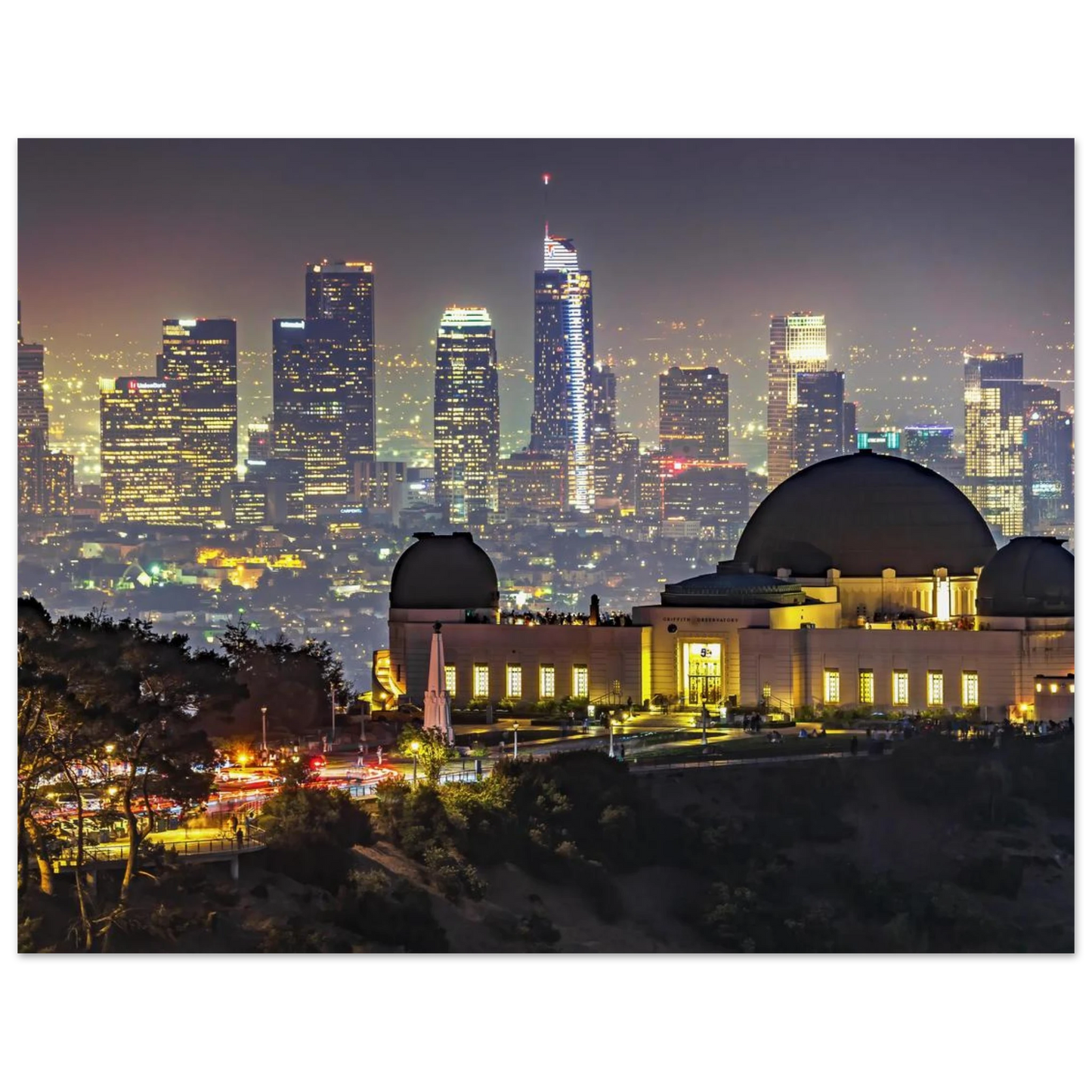 Wandbild los angeles nachthimmel griffith observatorium mit stadtpanorama erlebe das leuchten der stadt