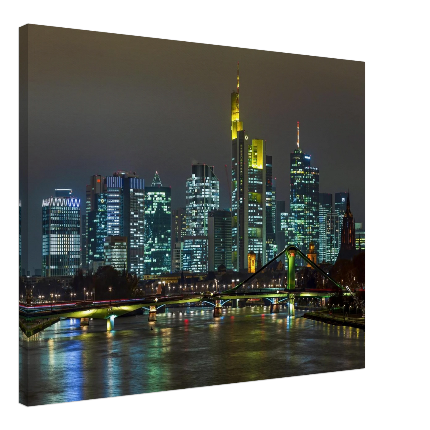 Wandbild frankfurt skyline bei nacht lebendige stadtlandschaft fuer ihr zuhause in vielen groessen