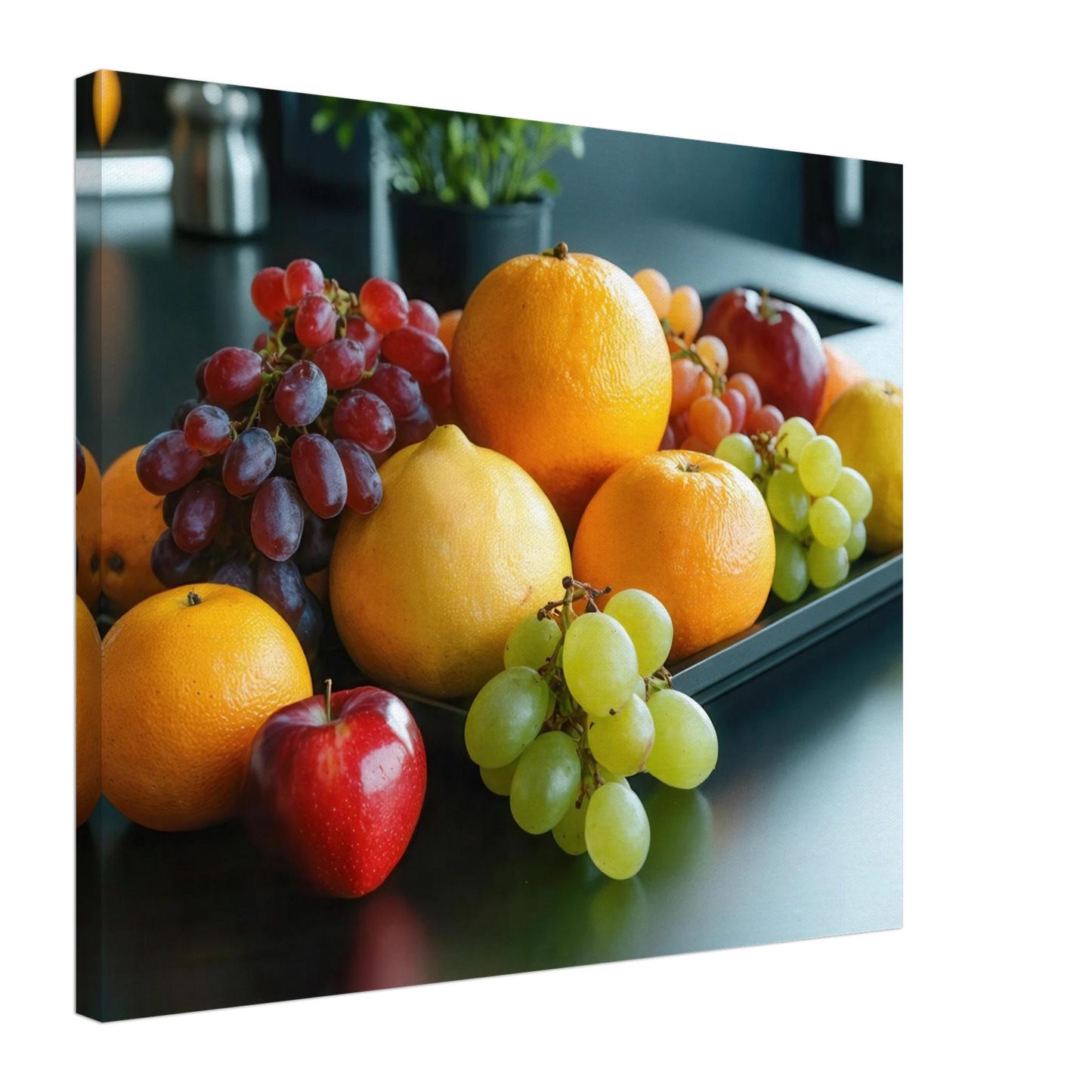 Wandbild fruchtbare fuelle lebendige komposition mit zitrusfruechten und trauben