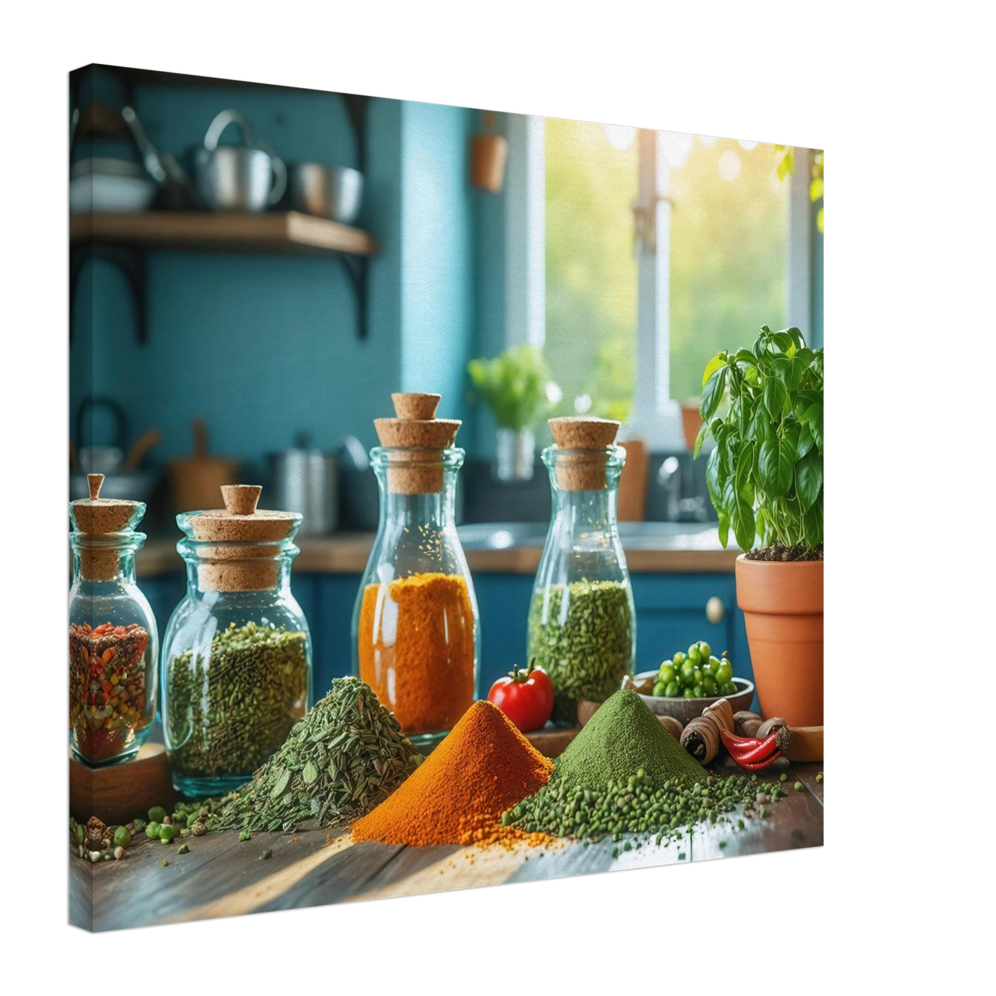Wandbild lebendige kuechenkraeuter und gewuerze frische wuerze fuer ihr zuhause