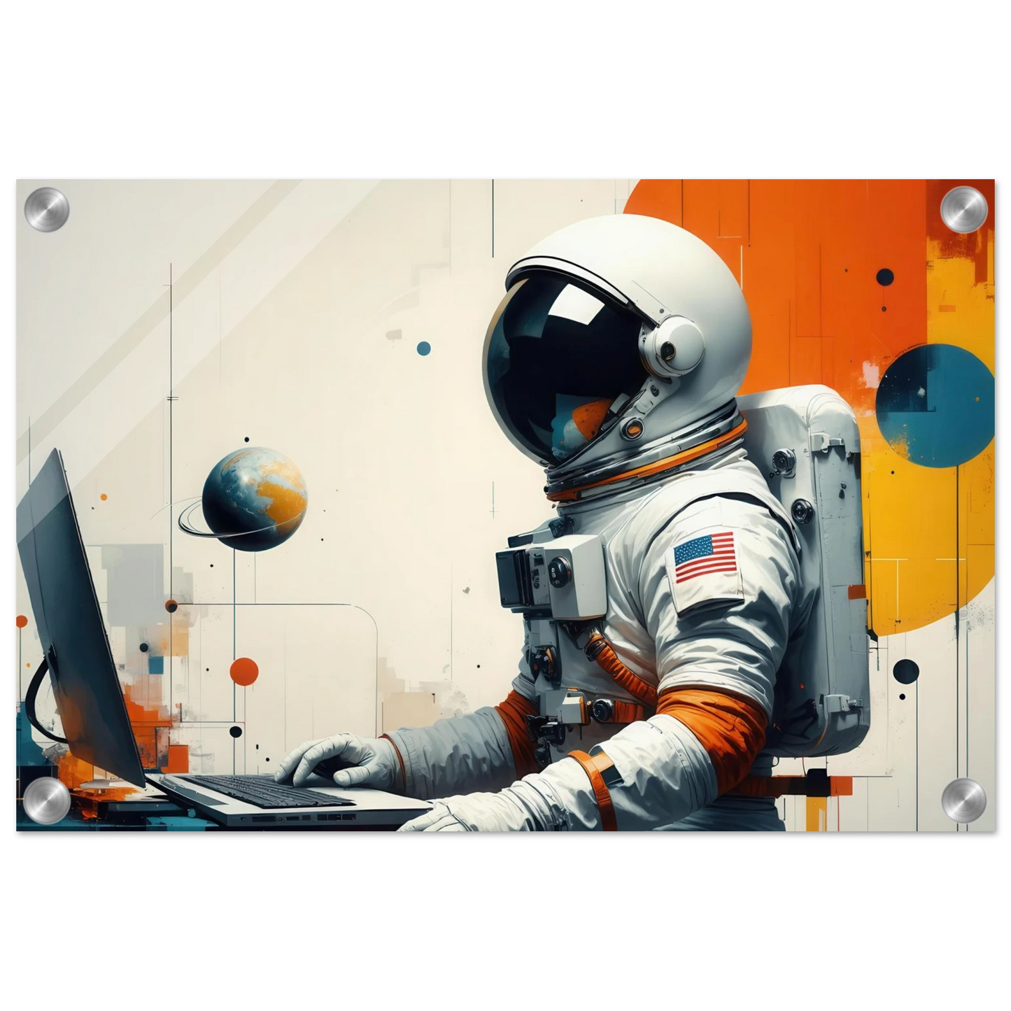 Wandbild cosmic coder astronaut bei der arbeit sci fi kunst fuer dein zuhause in verschiedenen groessen
