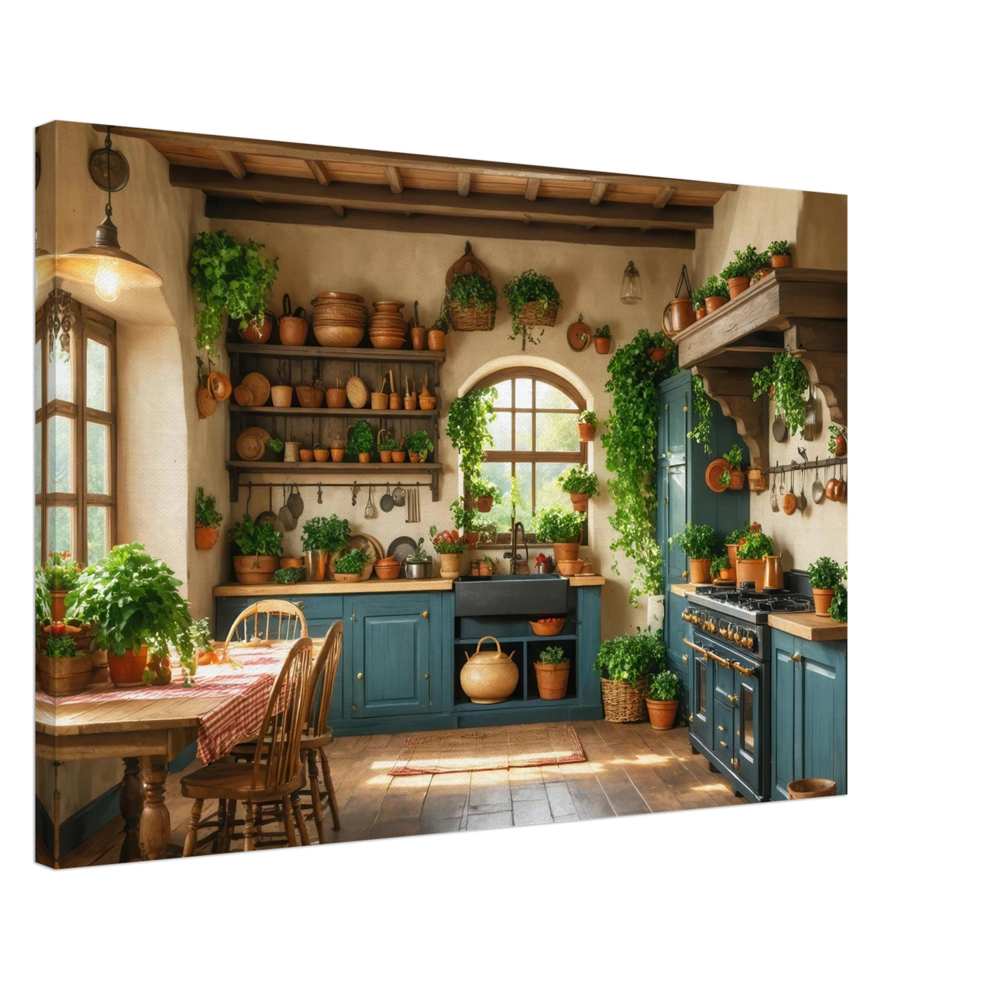Wandbild rustikale kuechenidylle sonniges landhaus flair fuer ihr zuhause