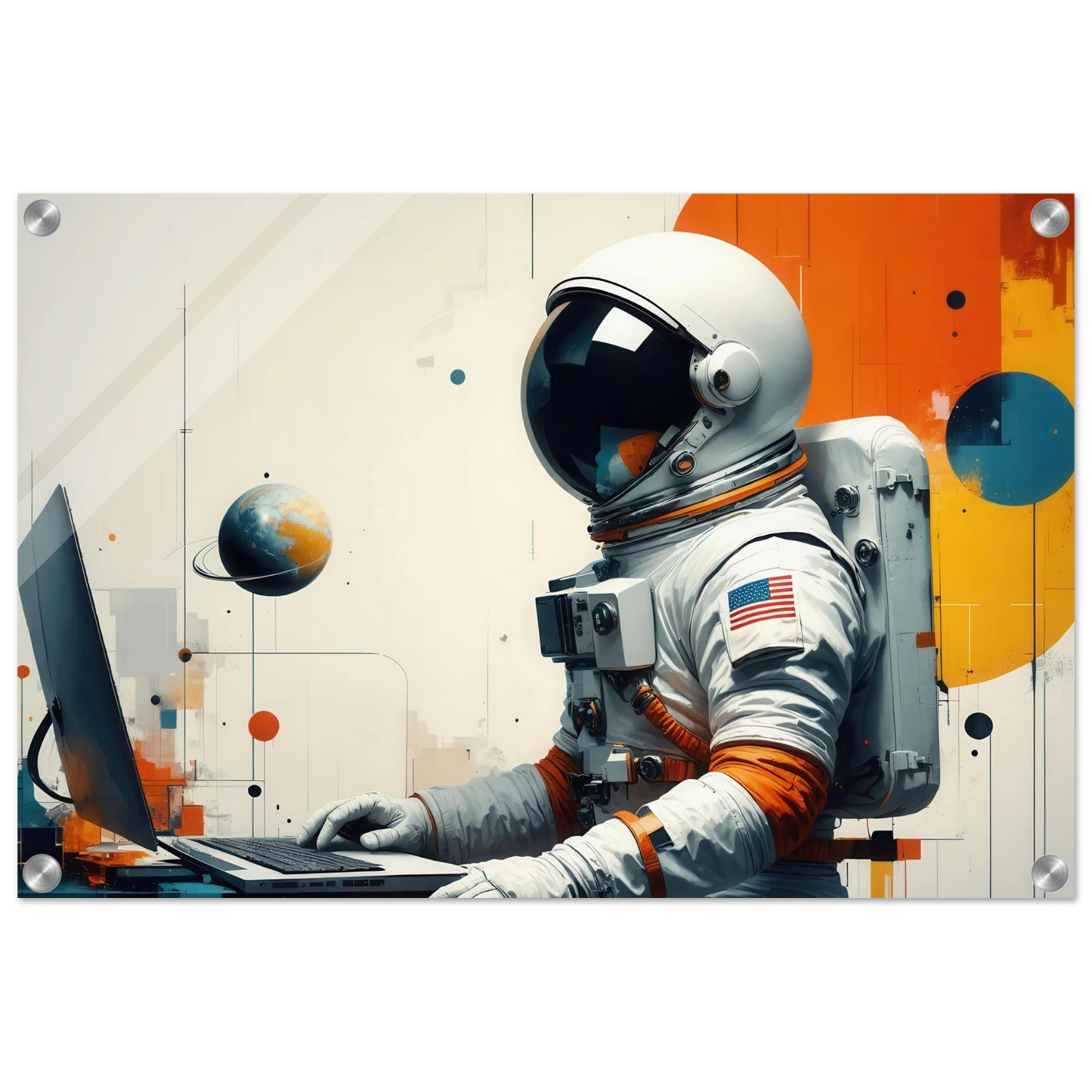 Wandbild cosmic coder astronaut bei der arbeit sci fi kunst fuer dein zuhause in verschiedenen groessen