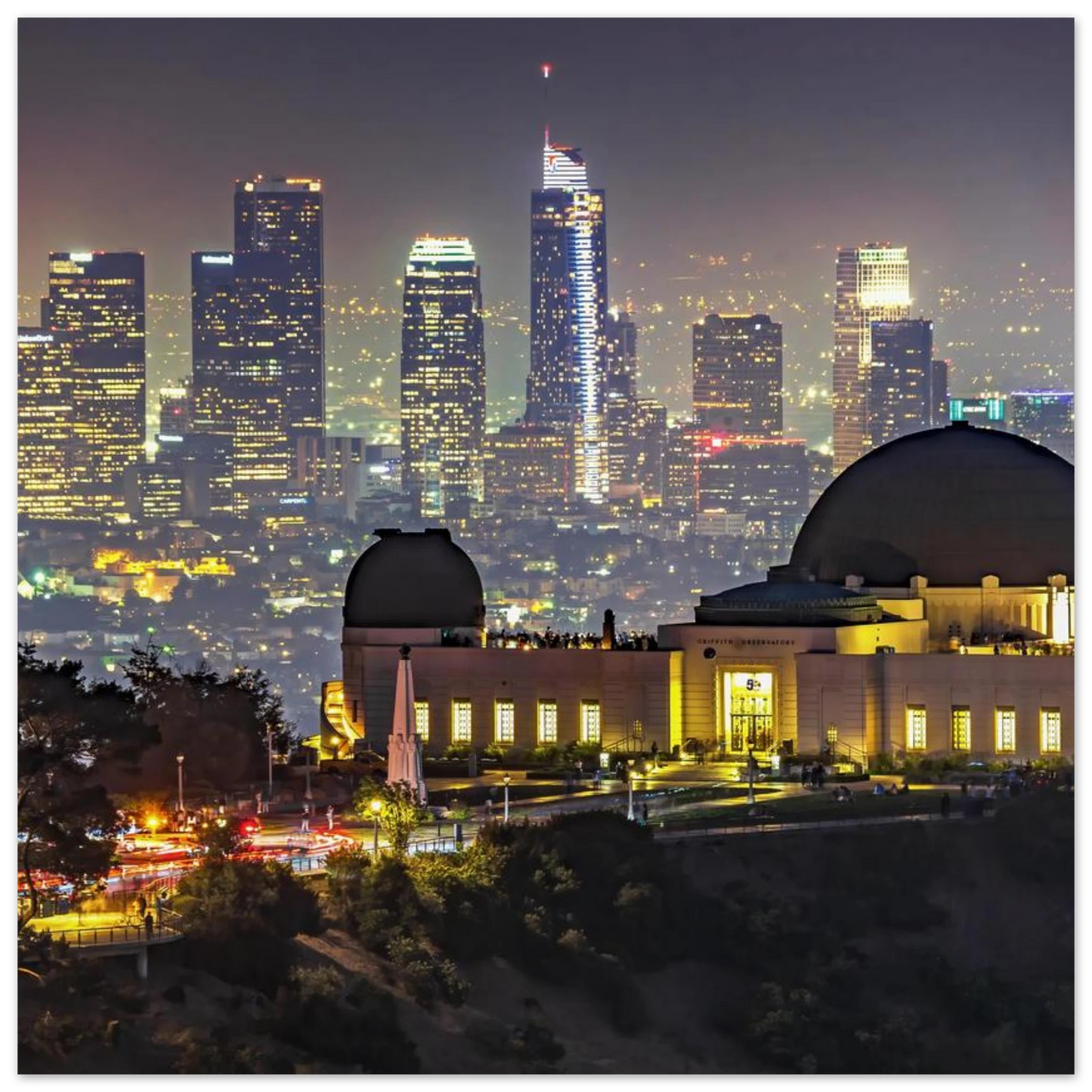 Wandbild los angeles nachthimmel griffith observatorium mit stadtpanorama erlebe das leuchten der stadt
