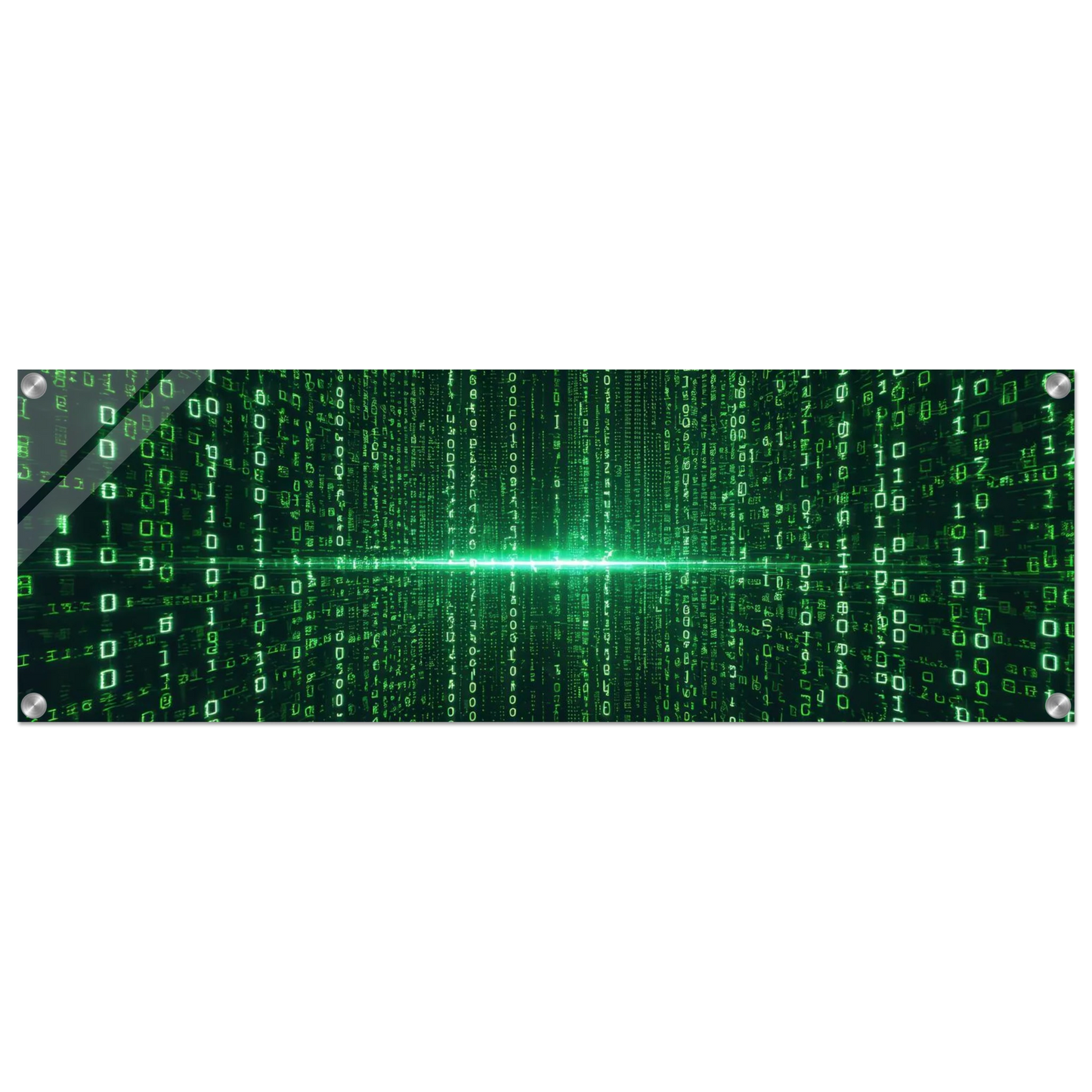 Wandbild digital matrix art gruene binaercode illusion fuer ihr zuhause oder buero erhaeltlich in vielen groessen