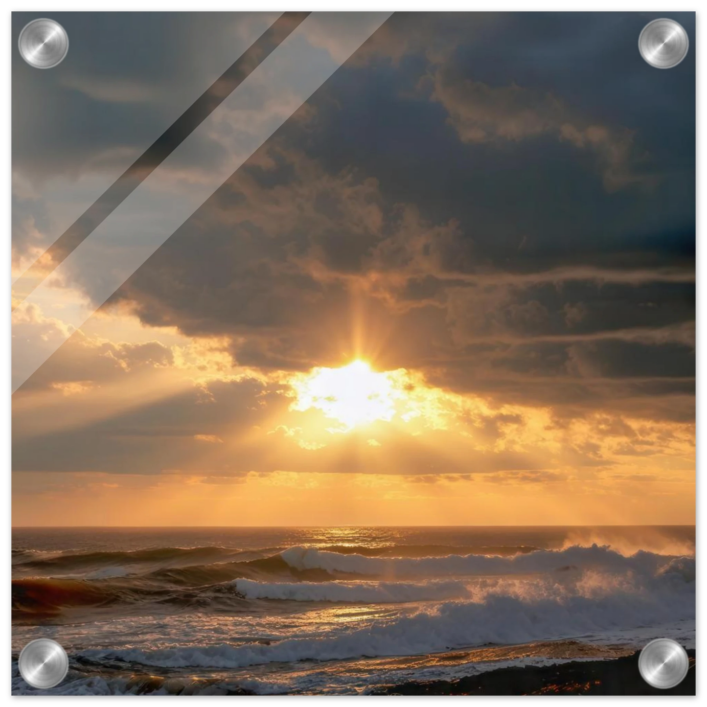 Wandbild dramatischer ozean sonnenuntergang kuestenkunst in ihrer wunschgroesse