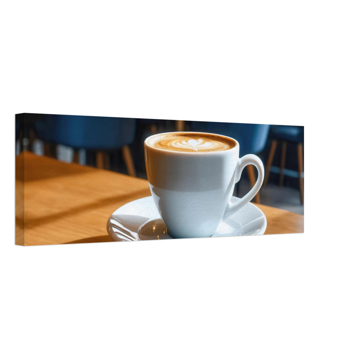Wandbild gemuetliche kaffeehaus szene stilvolle latte art in goldenem licht