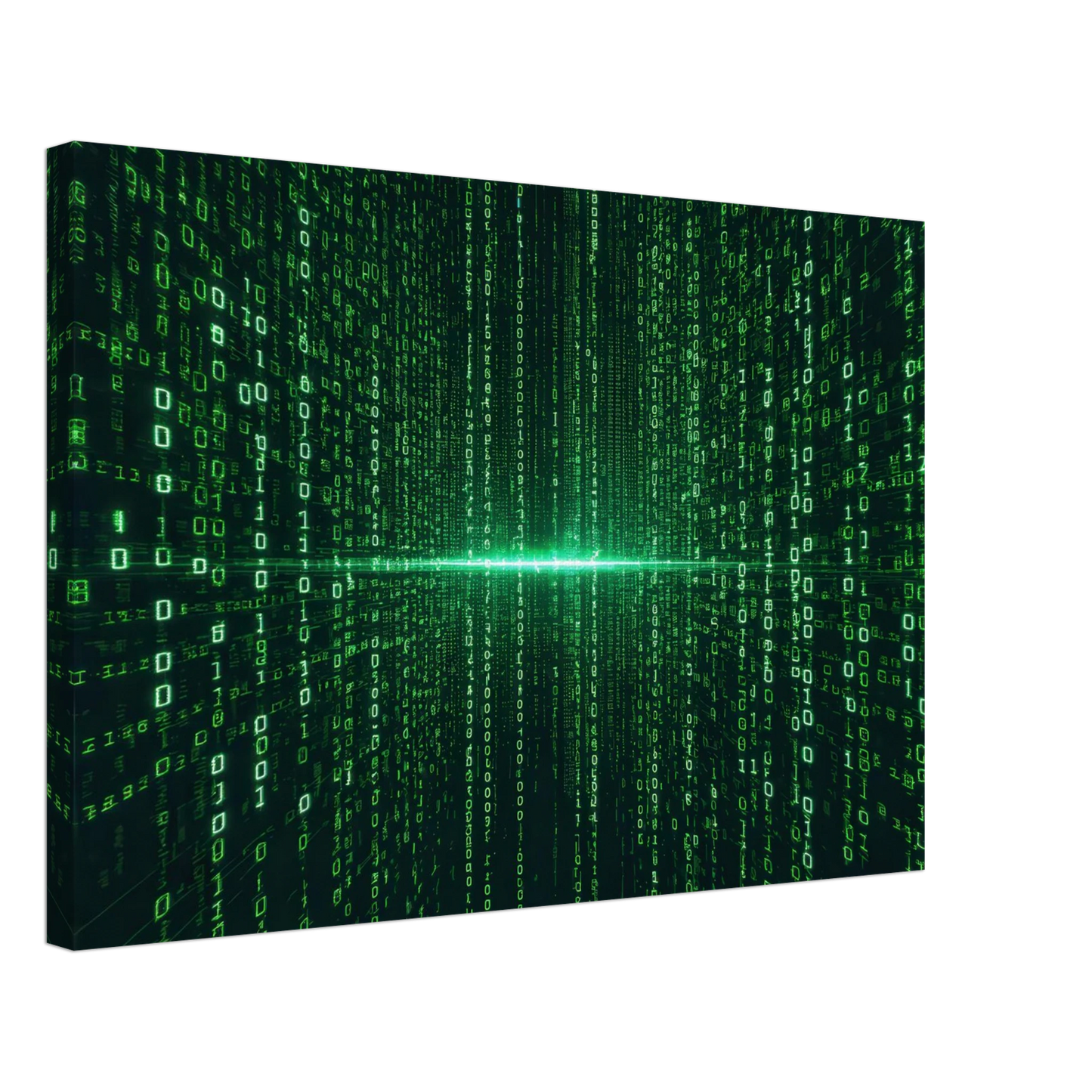Wandbild digital matrix art gruene binaercode illusion fuer ihr zuhause oder buero erhaeltlich in vielen groessen