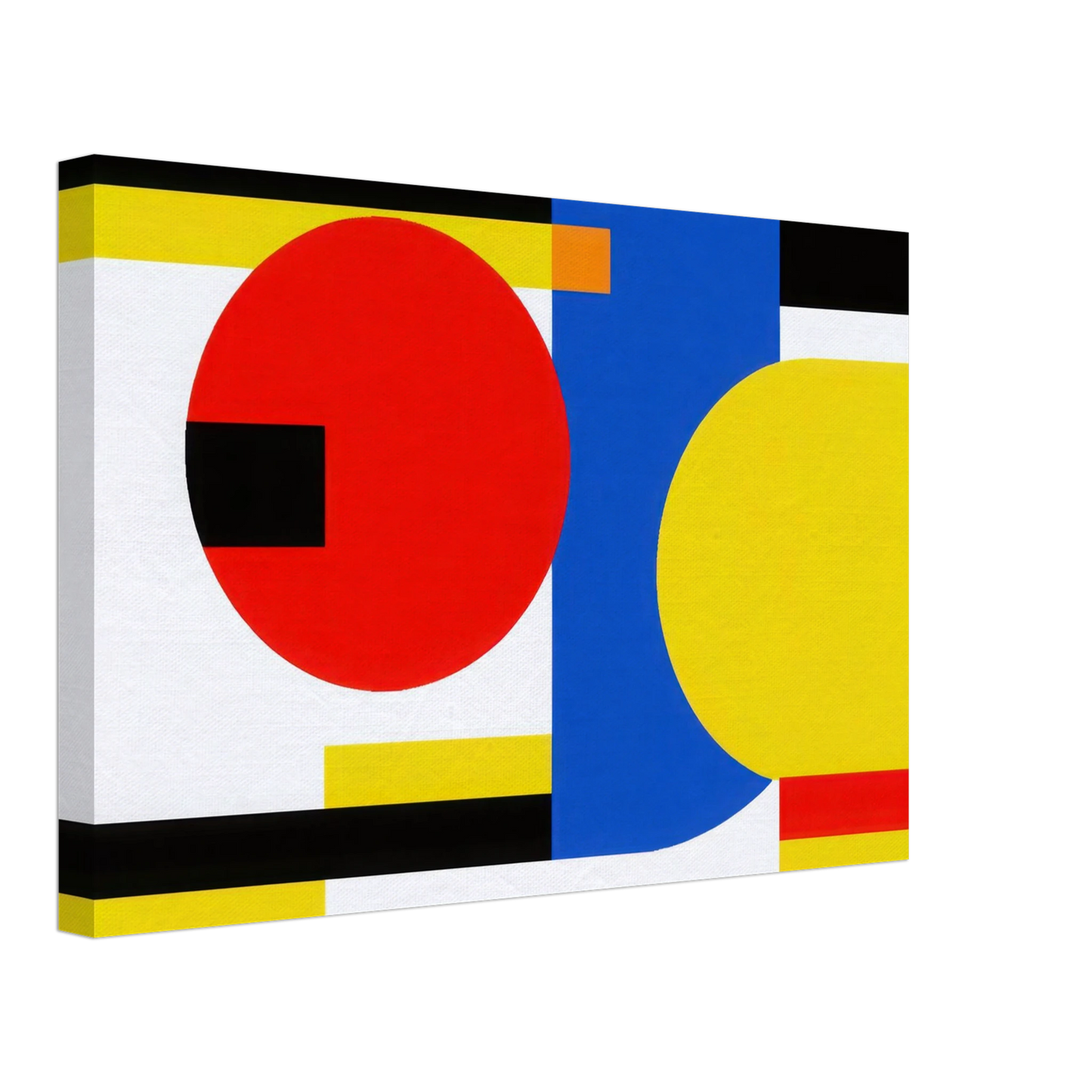 Wandbild bauhaus inspirierte komposition in leuchtendem rot blau gelb abstrakte kunst fuer ihr zuhause