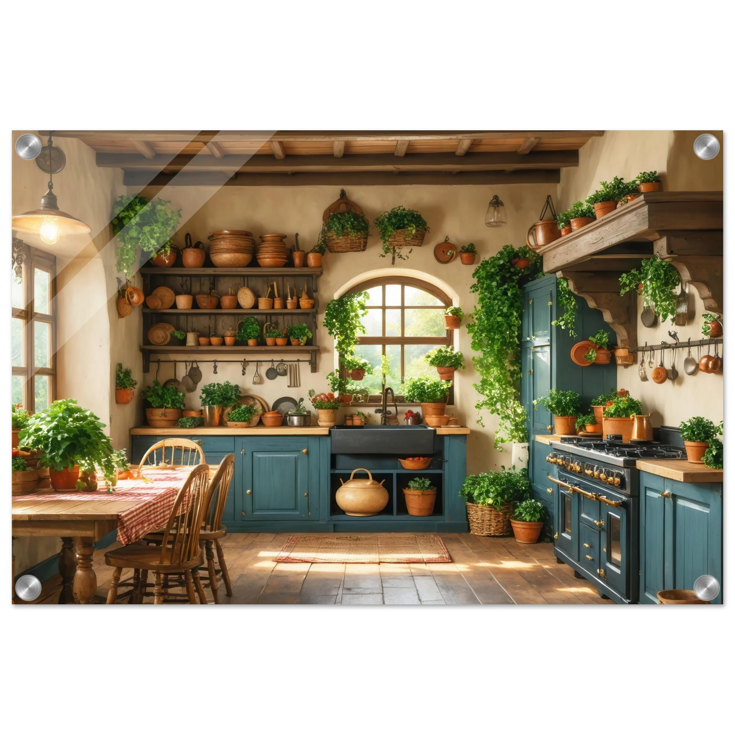 Wandbild rustikale kuechenidylle sonniges landhaus flair fuer ihr zuhause