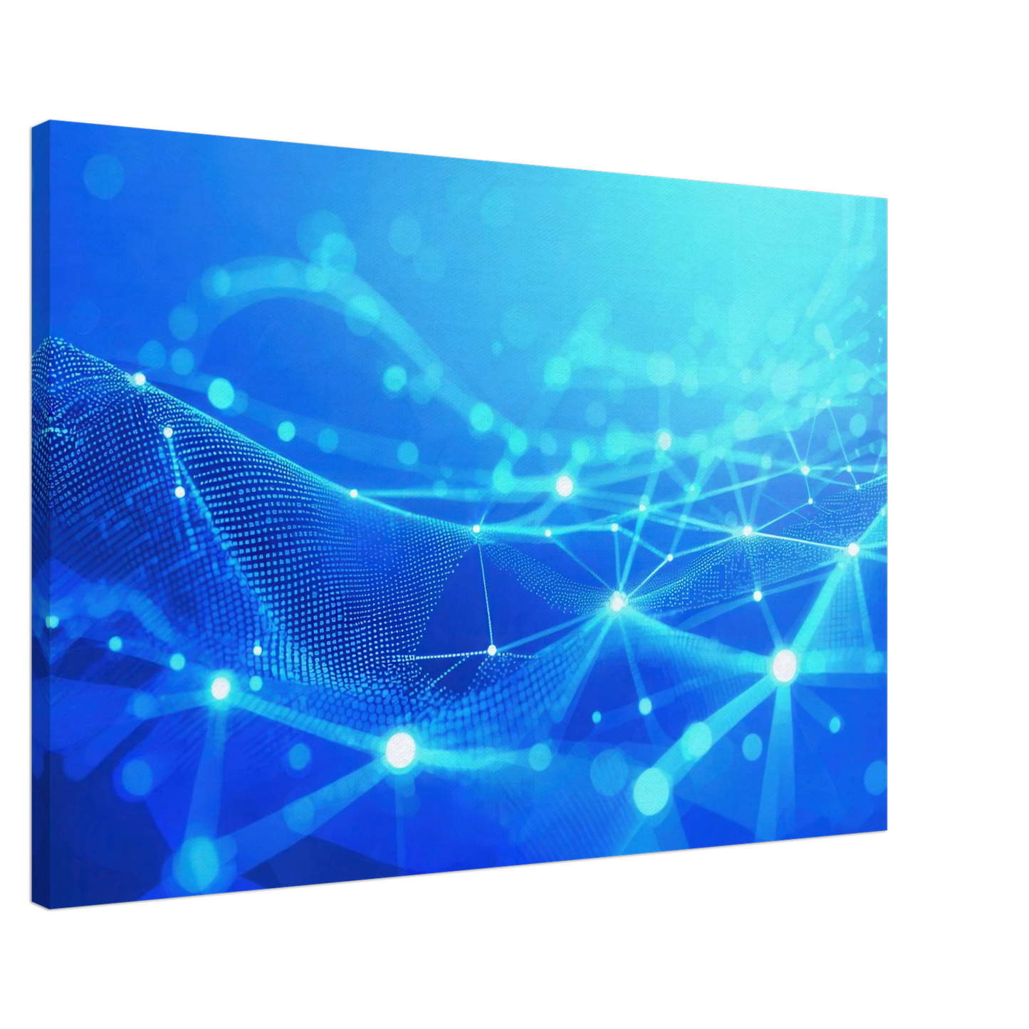 Wandbild deep blue connected world abstraktes cyberpunk netzwerk fuer moderne raeume in vielen groessen