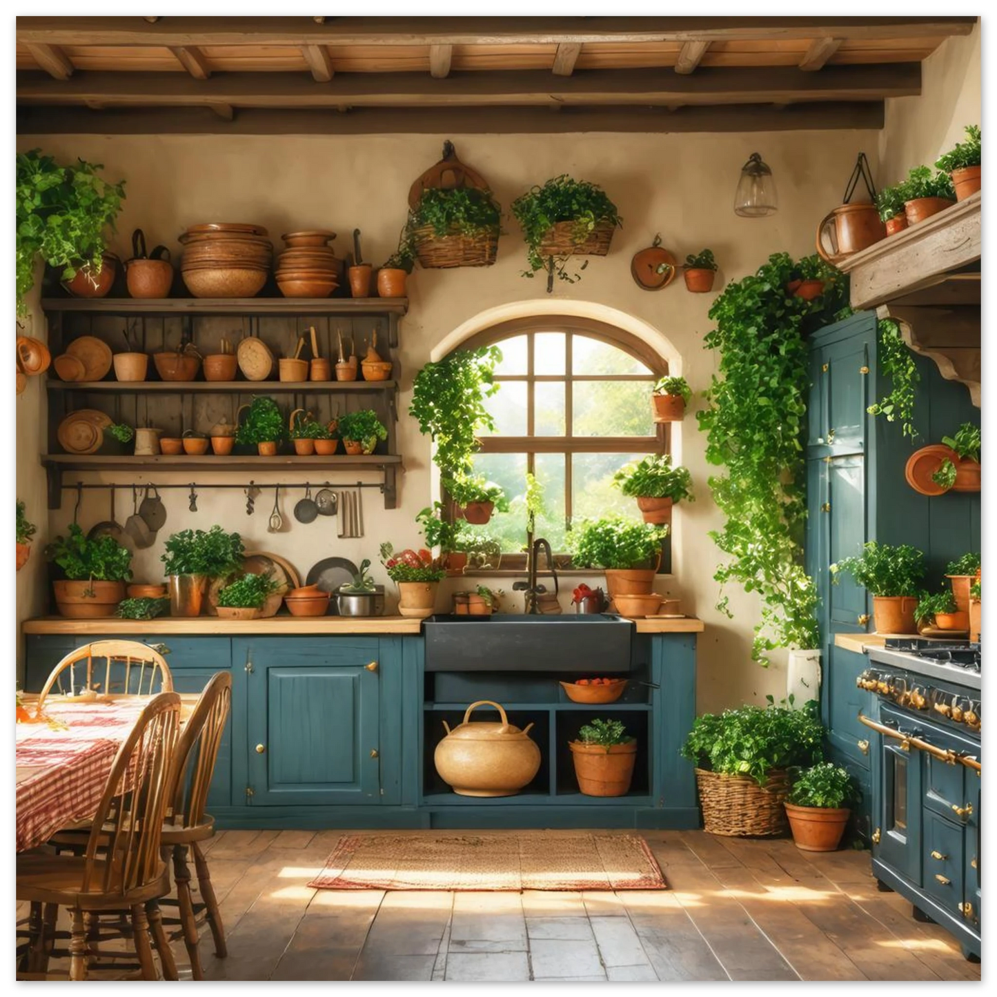 Wandbild rustikale kuechenidylle sonniges landhaus flair fuer ihr zuhause