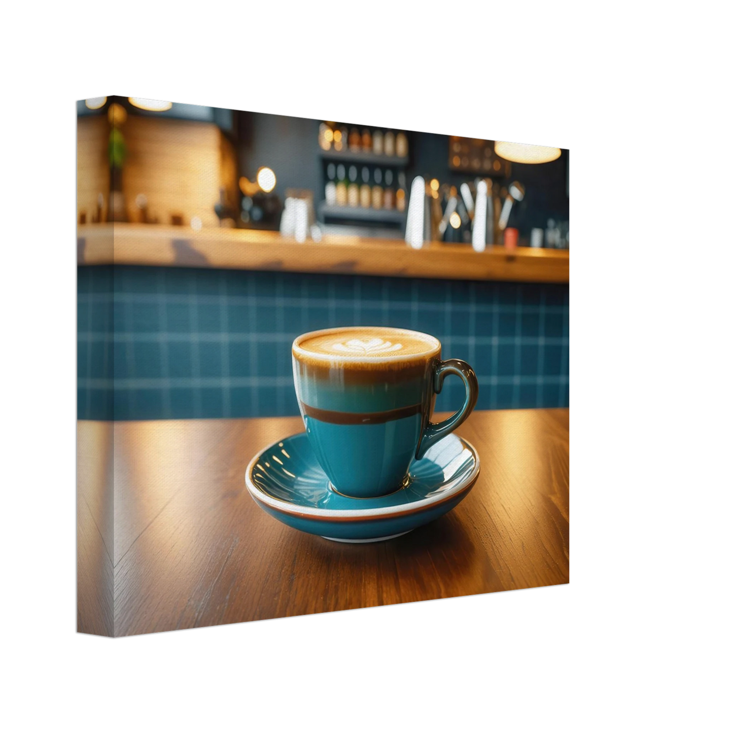 Wandbild deep teal latte einladende kaffeehaus atmosphaere fuer ihr zuhause in vielen groessen