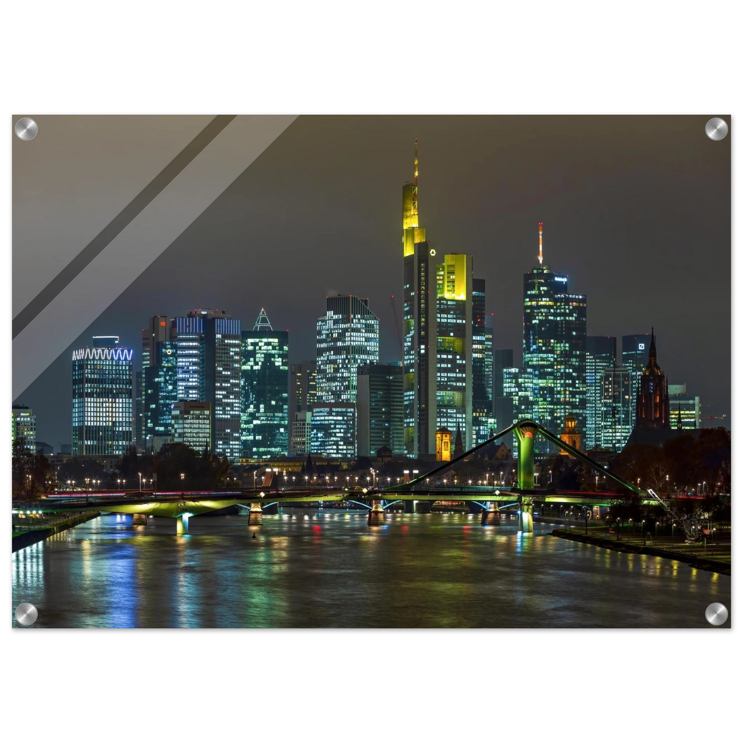 Wandbild frankfurt skyline bei nacht lebendige stadtlandschaft fuer ihr zuhause in vielen groessen