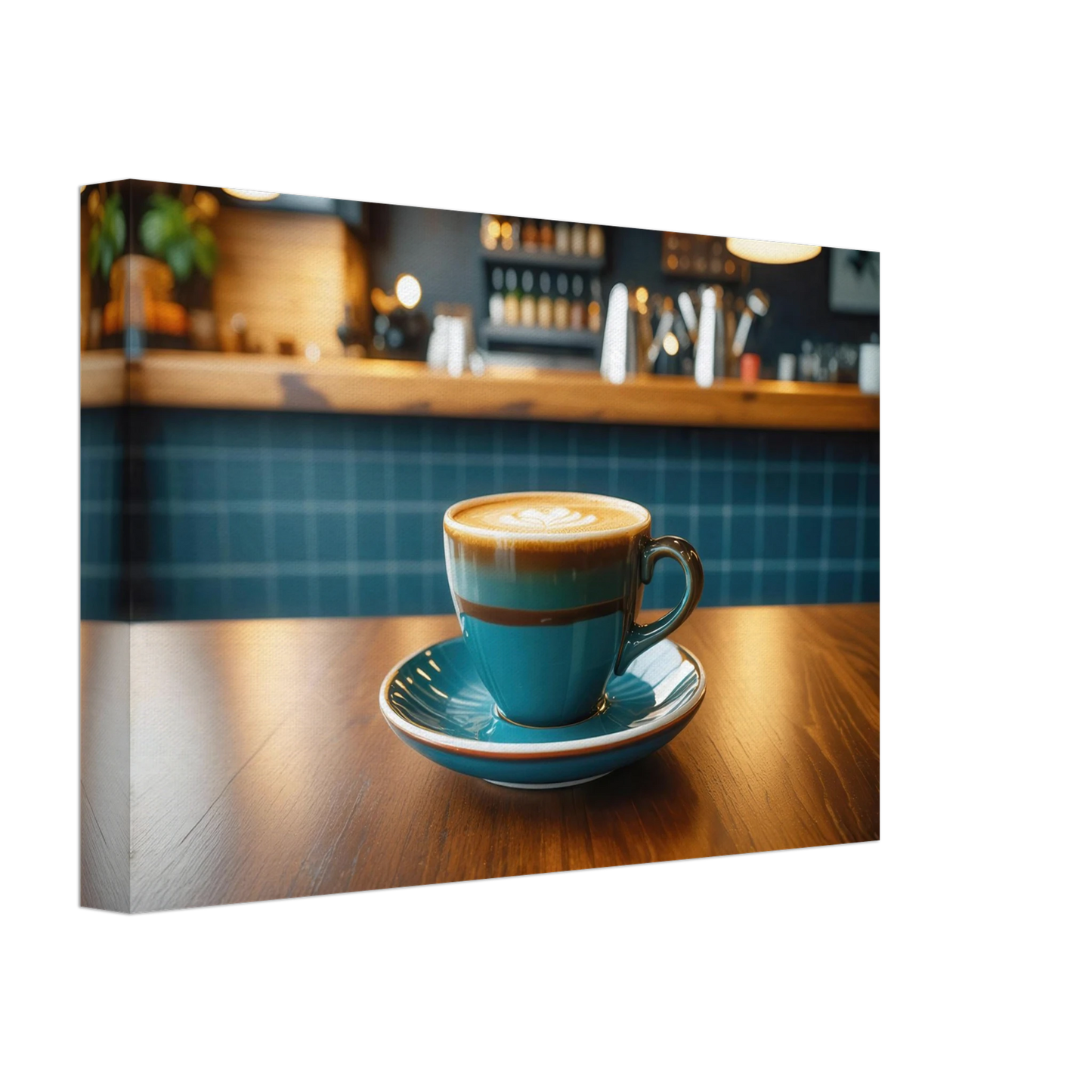 Wandbild deep teal latte einladende kaffeehaus atmosphaere fuer ihr zuhause in vielen groessen