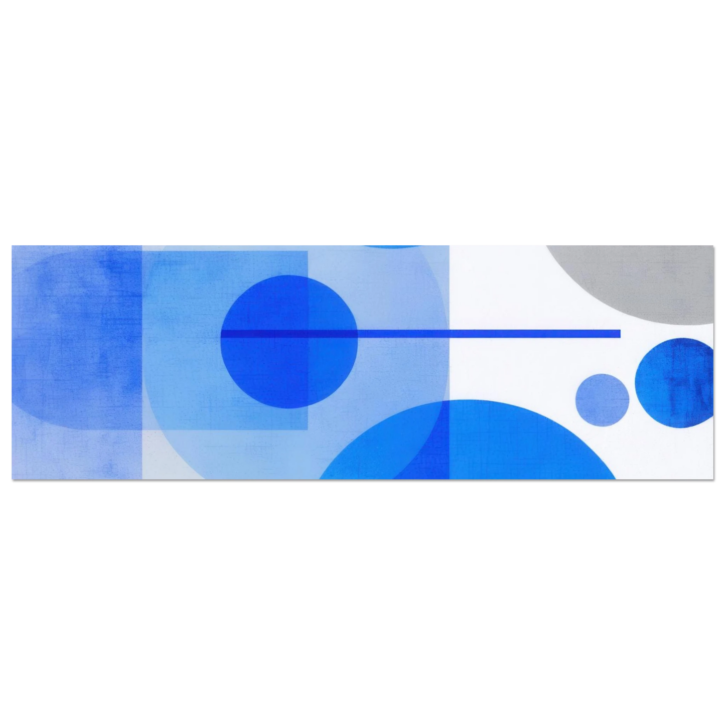 Wandbild geometrische abstraktion in koenigsblau und azur modernes dekor mit kreis rechteckformen