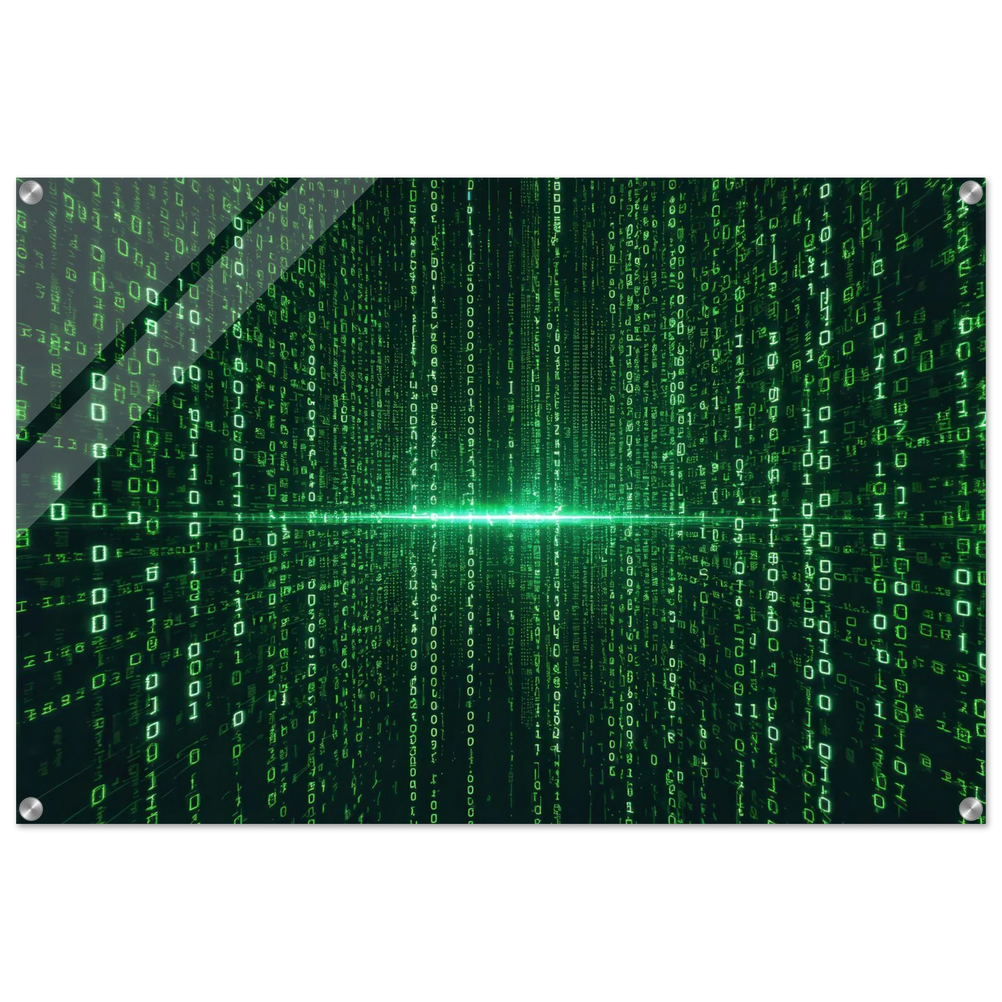 Wandbild digital matrix art gruene binaercode illusion fuer ihr zuhause oder buero erhaeltlich in vielen groessen
