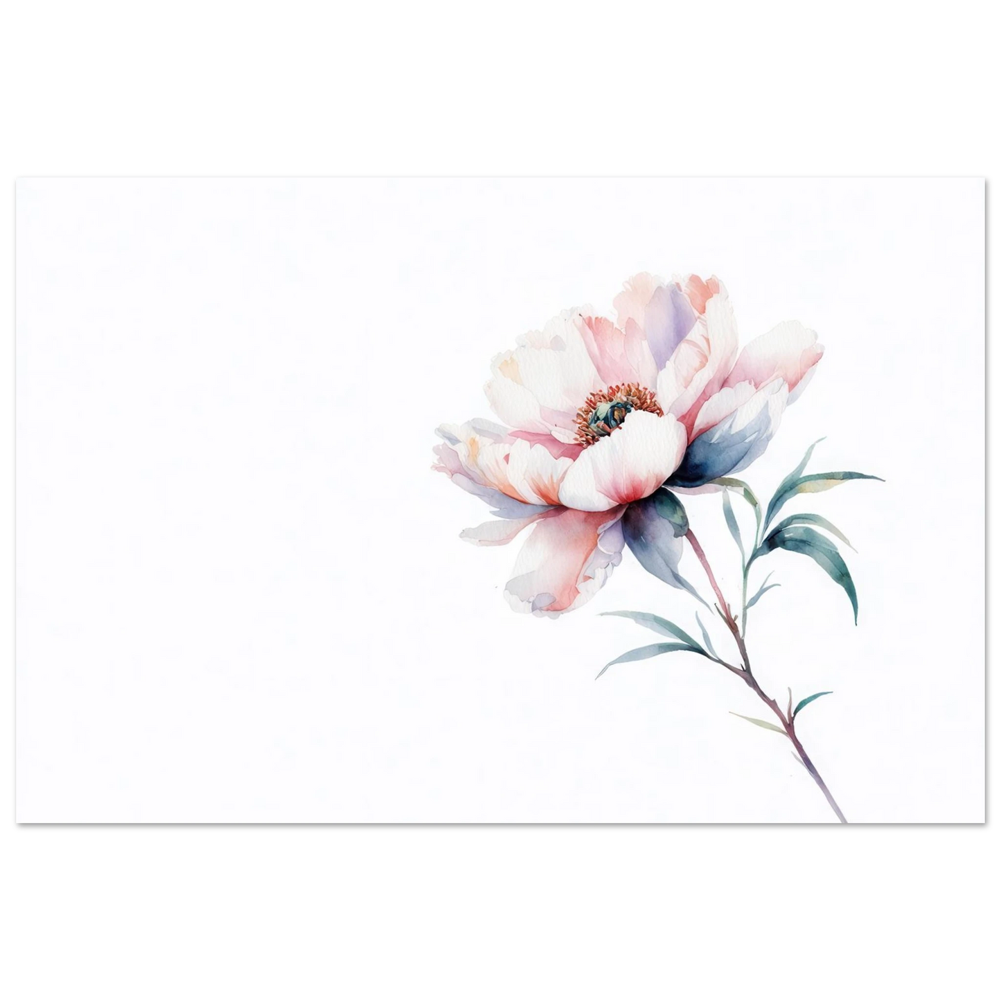 Wandbild zarte pfingstrose elegante aquarell kunst fuer ihr zuhause in wunschgroesse