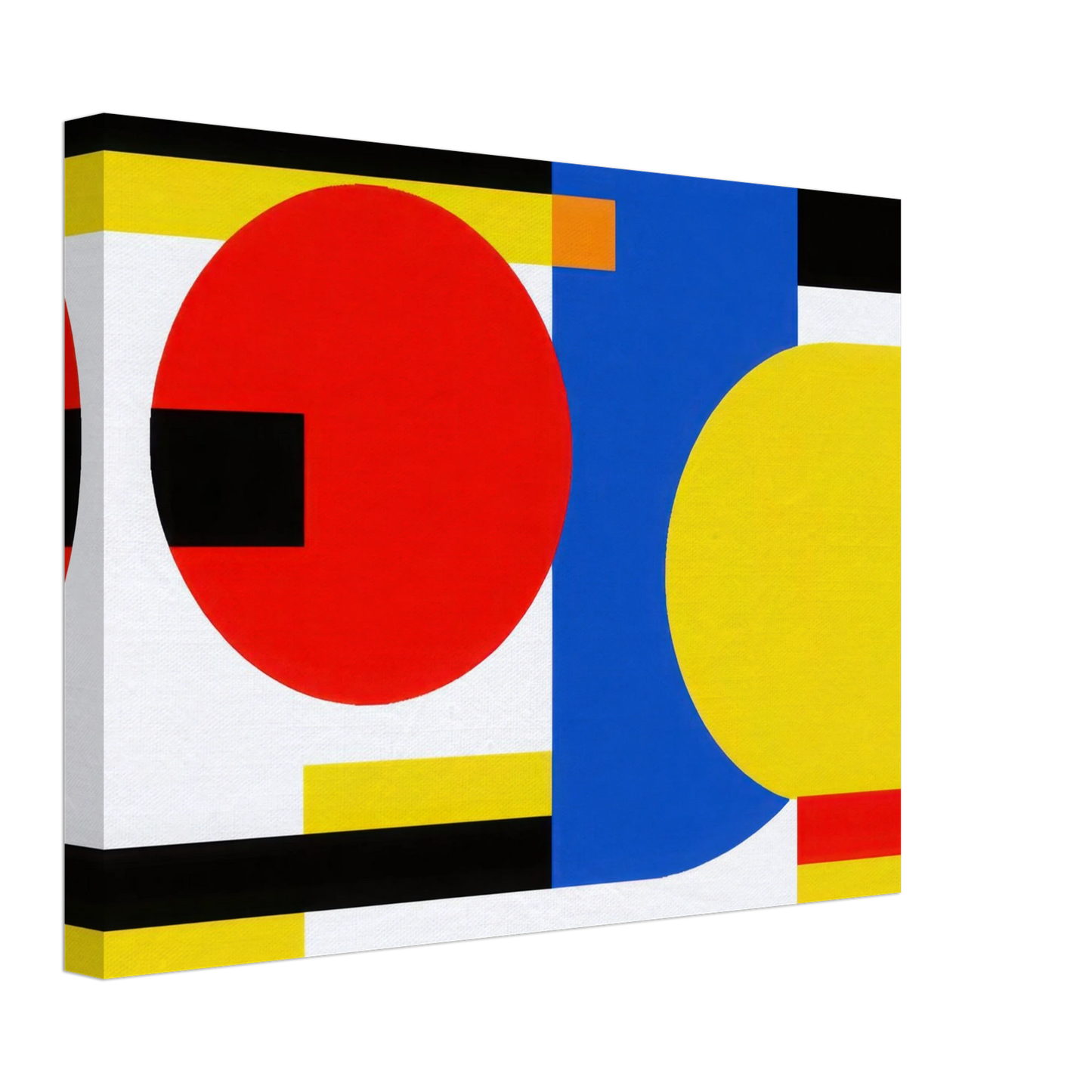 Wandbild bauhaus inspirierte komposition in leuchtendem rot blau gelb abstrakte kunst fuer ihr zuhause