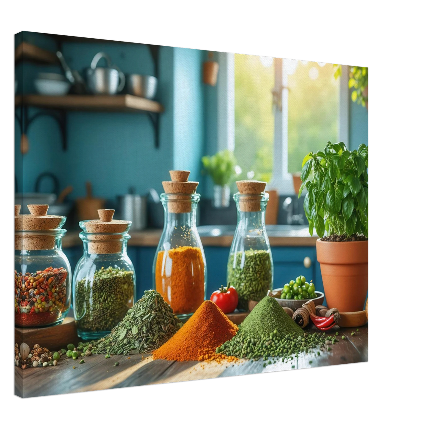 Wandbild lebendige kuechenkraeuter und gewuerze frische wuerze fuer ihr zuhause