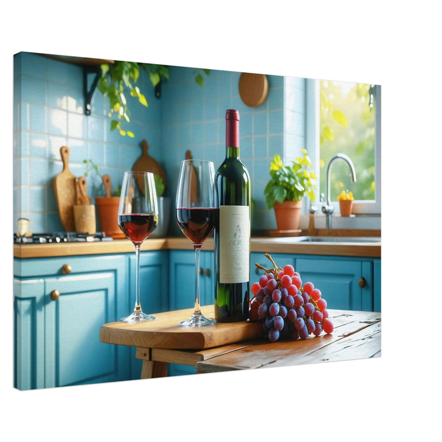 Wandbild weinabend idylle lebendige kueche mit wein trauben fuer ihre traumgroesse