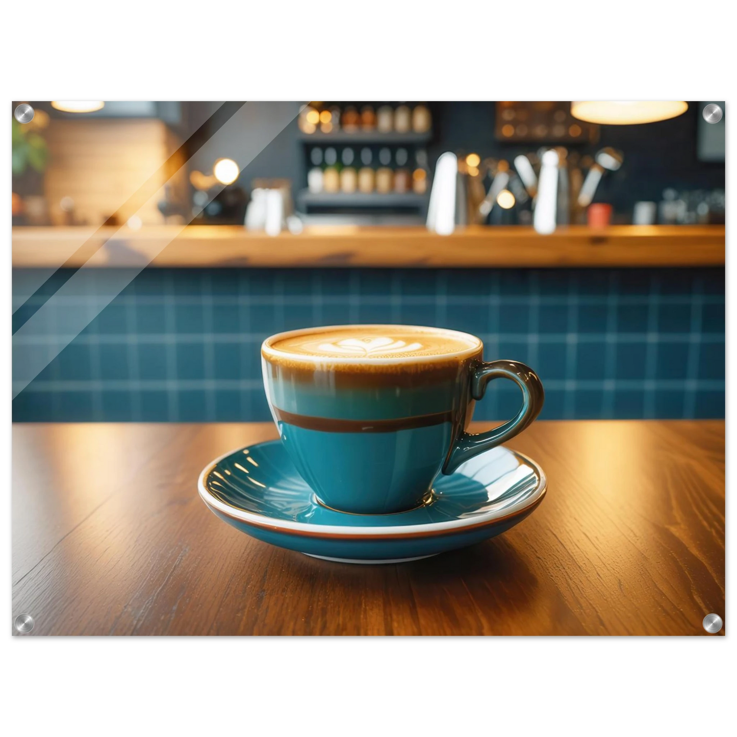 Wandbild deep teal latte einladende kaffeehaus atmosphaere fuer ihr zuhause in vielen groessen