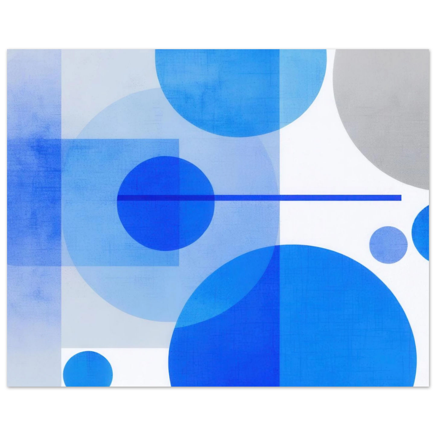 Wandbild geometrische abstraktion in koenigsblau und azur modernes dekor mit kreis rechteckformen