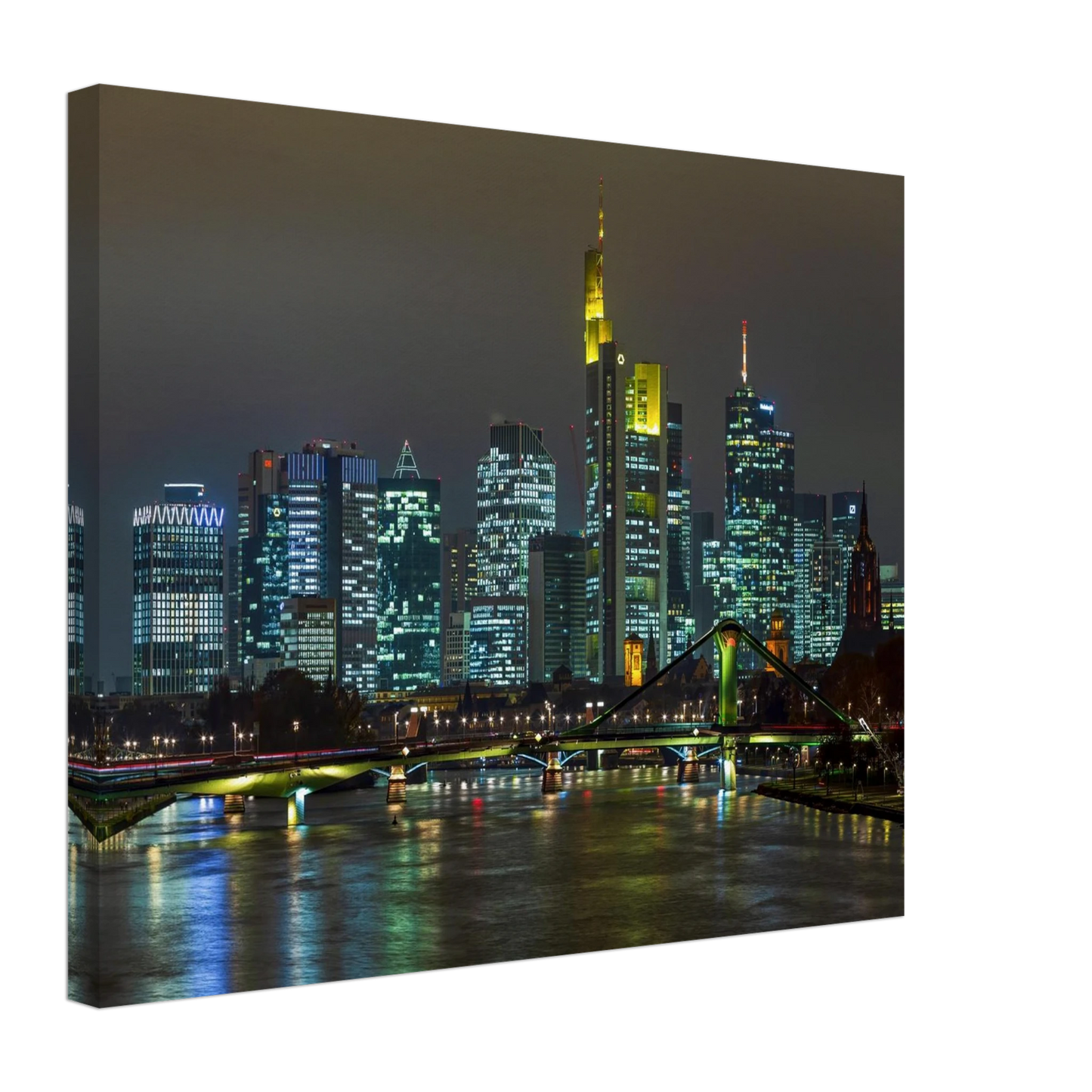 Wandbild frankfurt skyline bei nacht lebendige stadtlandschaft fuer ihr zuhause in vielen groessen