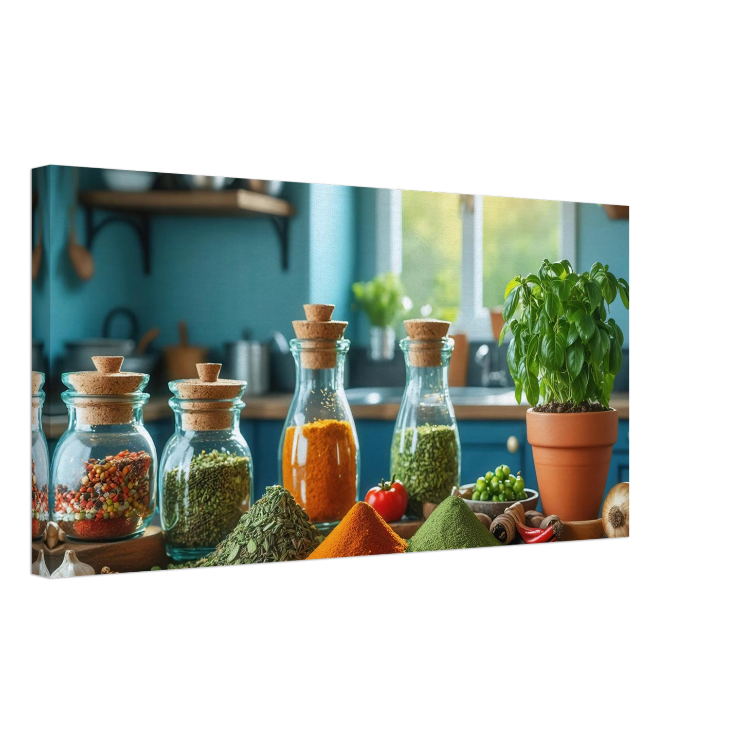 Wandbild lebendige kuechenkraeuter und gewuerze frische wuerze fuer ihr zuhause