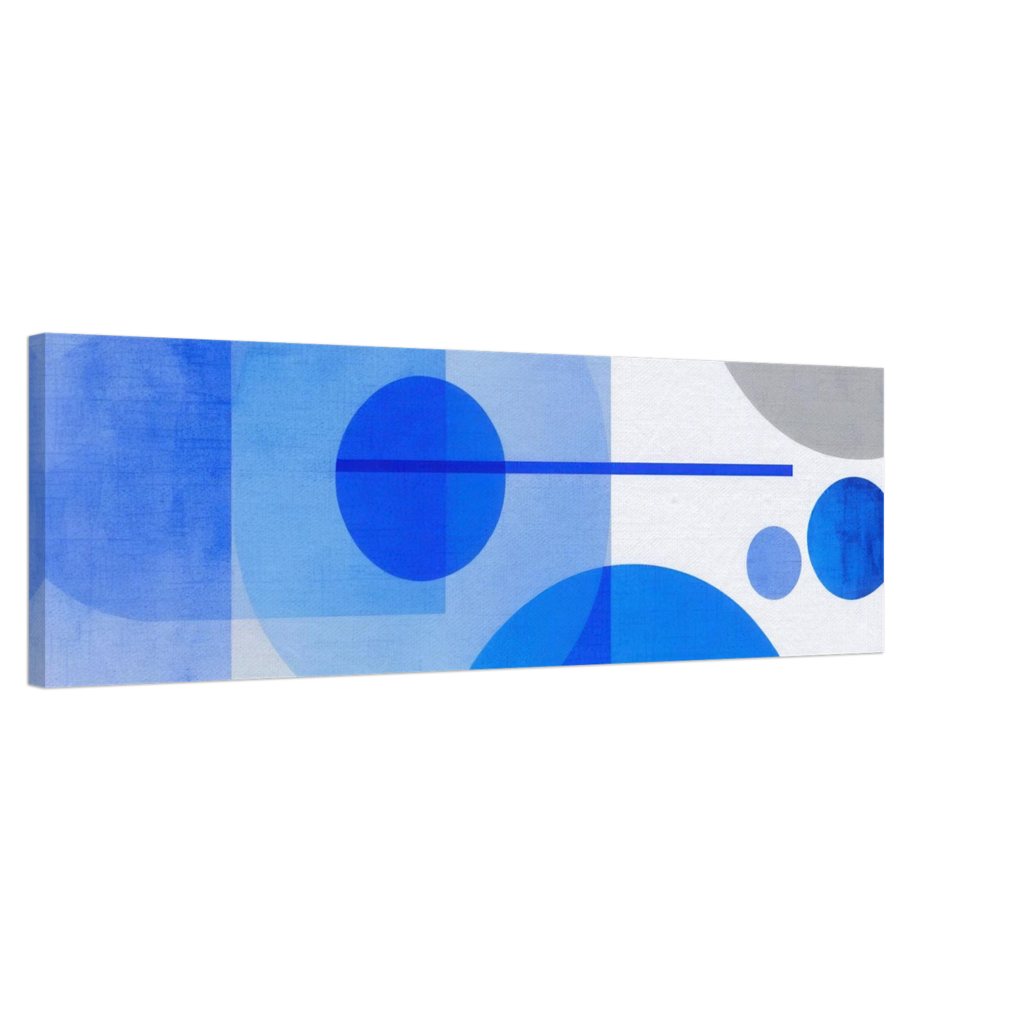 Wandbild geometrische abstraktion in koenigsblau und azur modernes dekor mit kreis rechteckformen