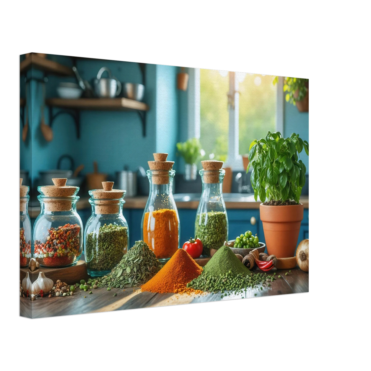 Wandbild lebendige kuechenkraeuter und gewuerze frische wuerze fuer ihr zuhause