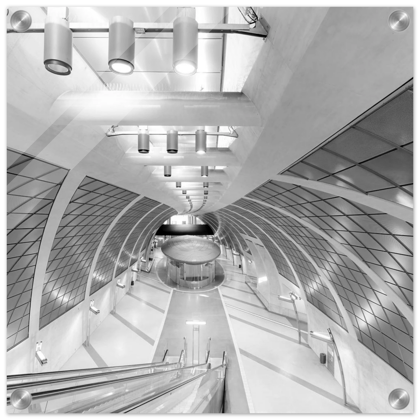Wandbild futuristische u bahn station moderne architektur in schwarz weiss als wandkunst