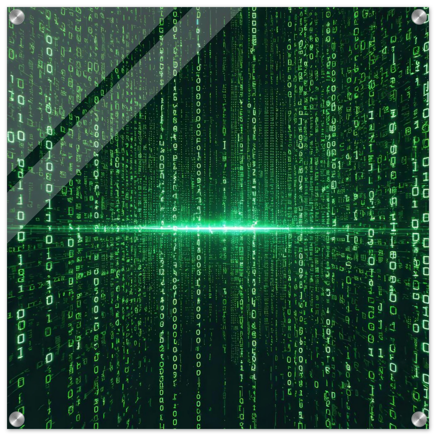 Wandbild digital matrix art gruene binaercode illusion fuer ihr zuhause oder buero erhaeltlich in vielen groessen