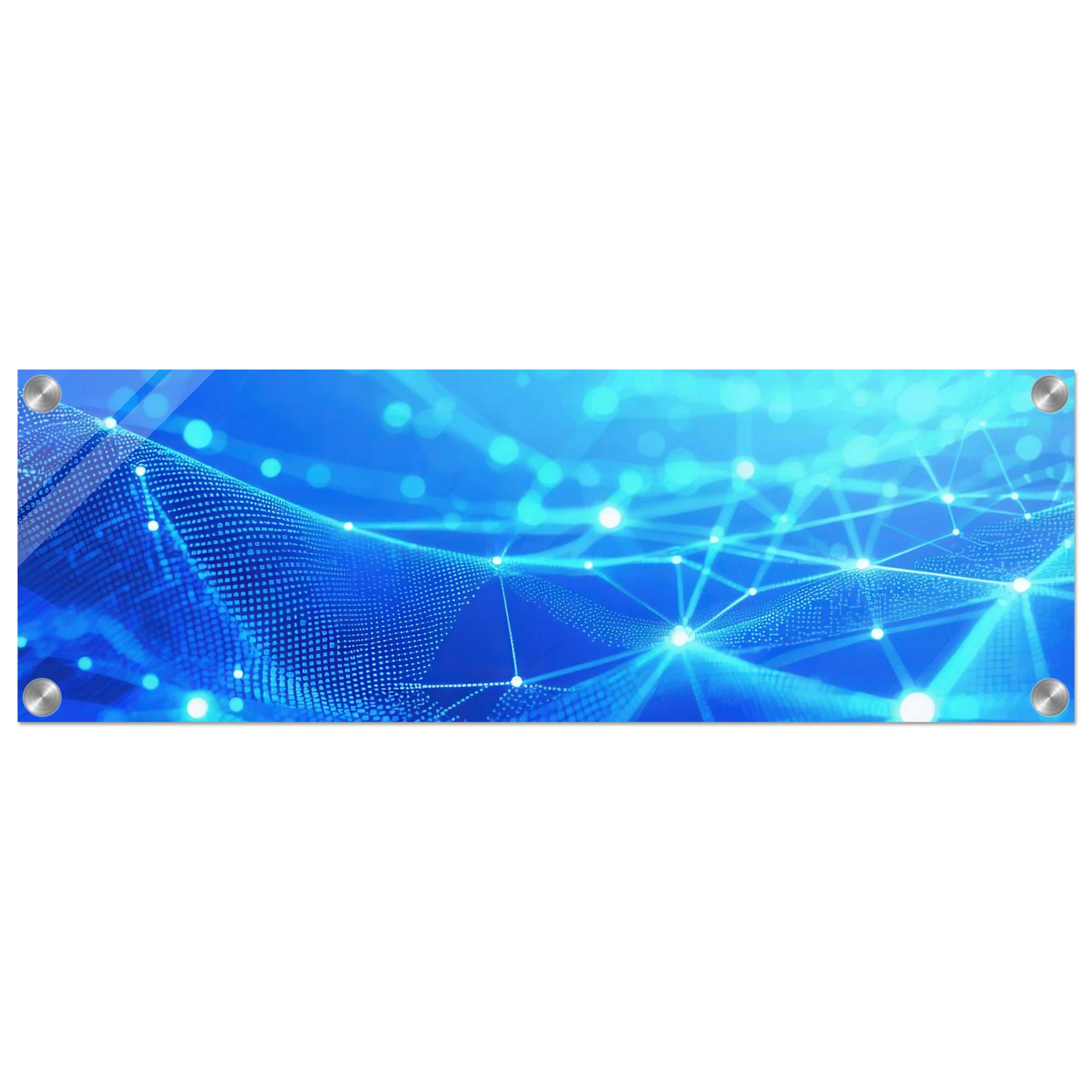 Wandbild deep blue connected world abstraktes cyberpunk netzwerk fuer moderne raeume in vielen groessen
