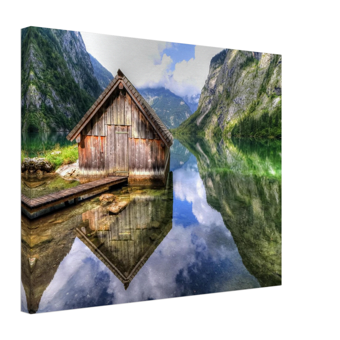 Wandbild bergschutzhuette am see ein idyllisches refugium fuer ihre wanddekoration