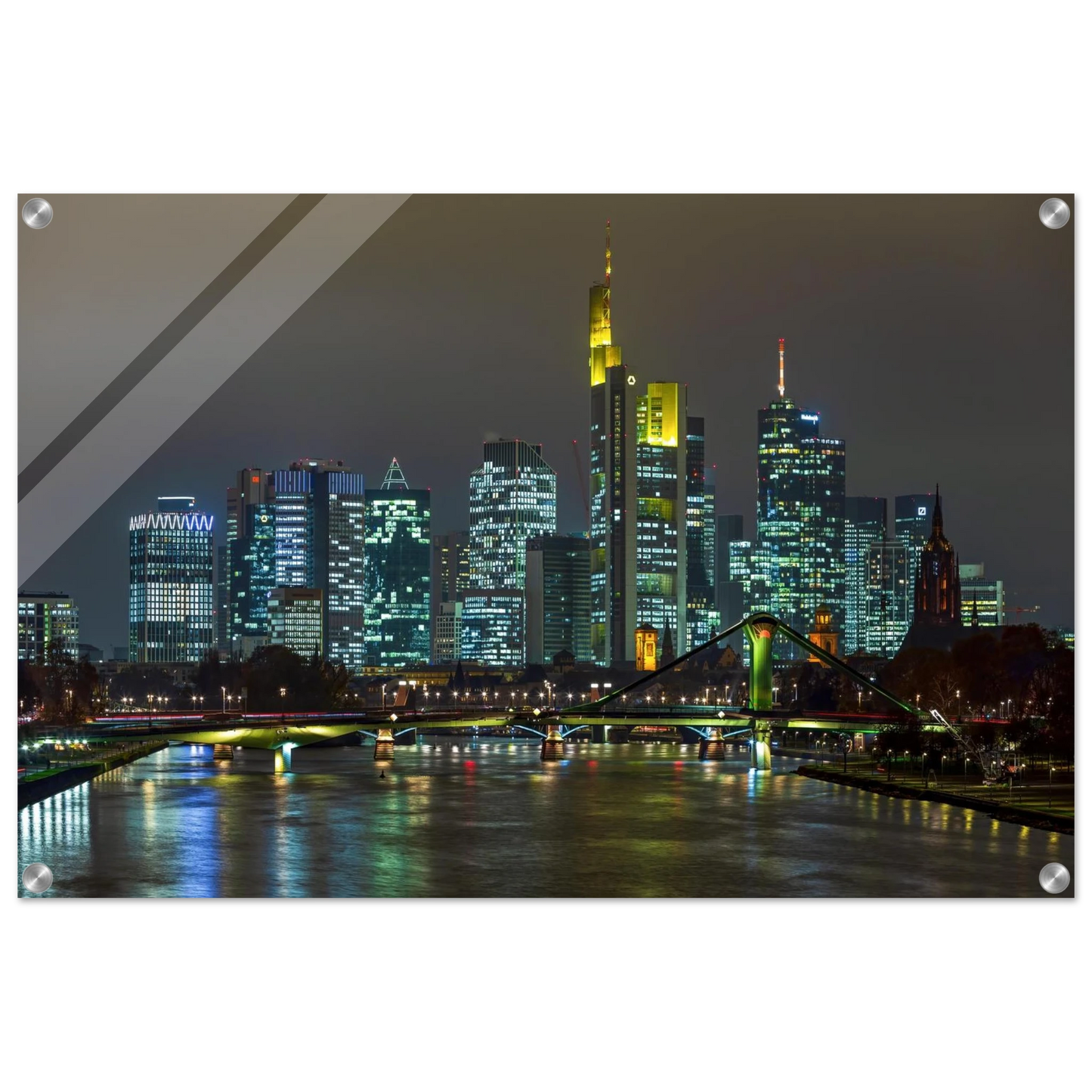 Wandbild frankfurt skyline bei nacht lebendige stadtlandschaft fuer ihr zuhause in vielen groessen