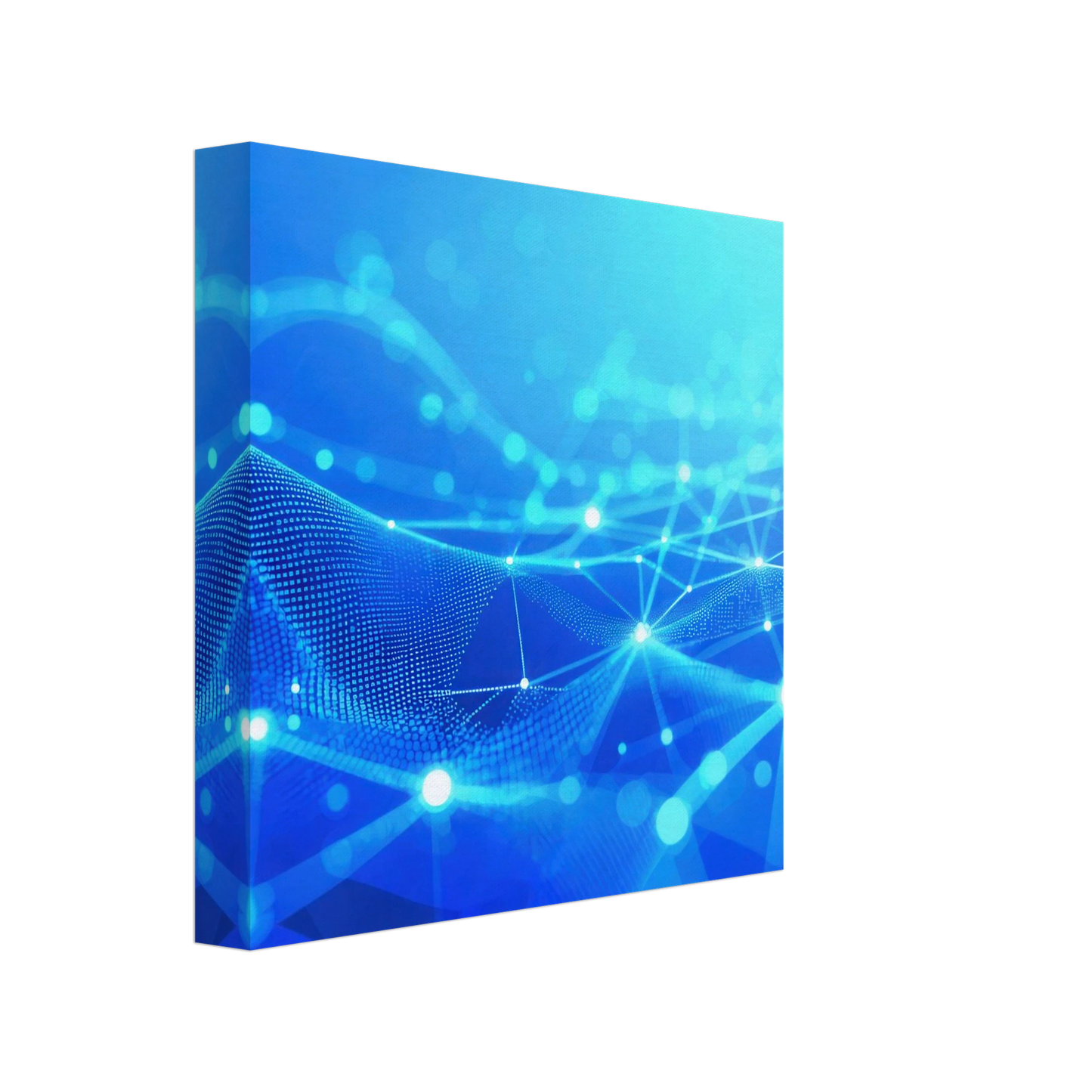 Wandbild deep blue connected world abstraktes cyberpunk netzwerk fuer moderne raeume in vielen groessen