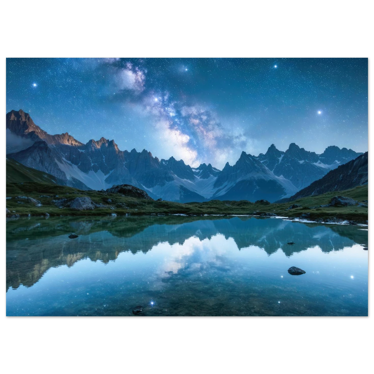 Wandbild himmlische bergspiegelung majestic milky way reflected in alpine lake your choice of sizes