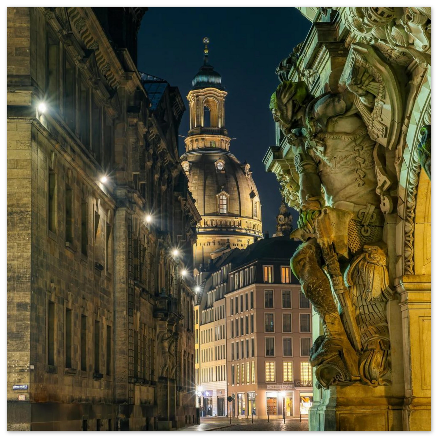 Wandbild dresden altstadt nachtansicht historische architektur als kunstdruck in vielen groessen