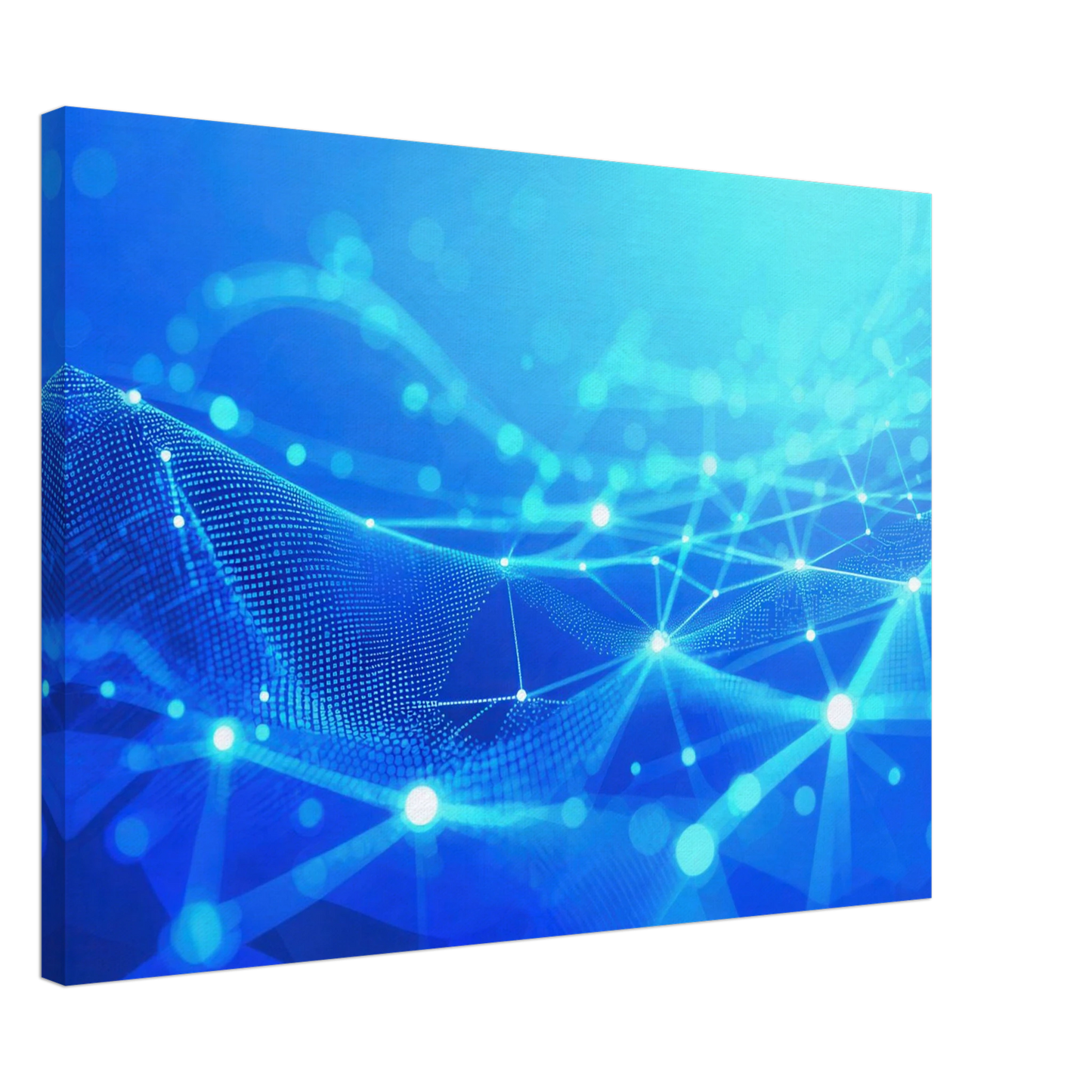 Wandbild deep blue connected world abstraktes cyberpunk netzwerk fuer moderne raeume in vielen groessen