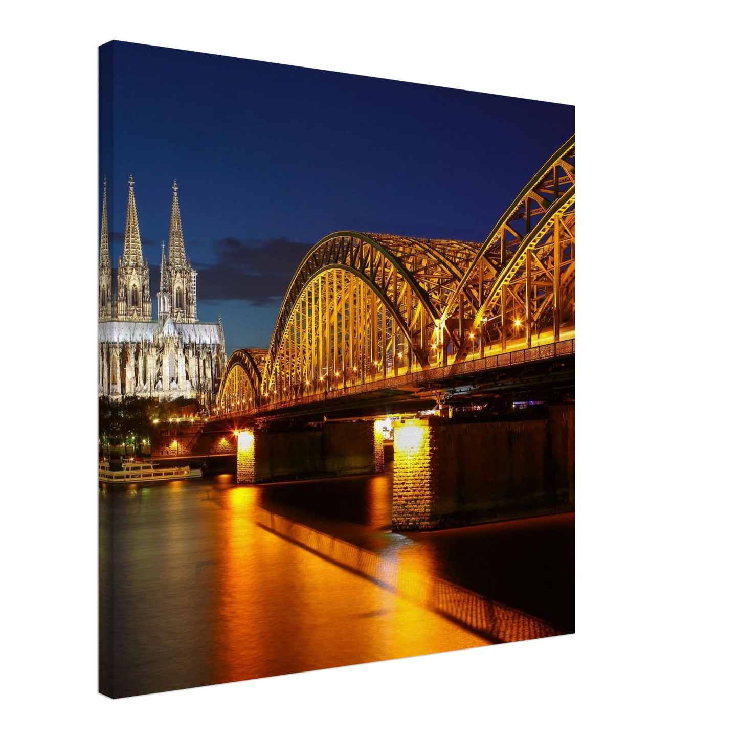 Wandbild koelner dom hohenzollernbruecke bei nacht majestaetisches stadtnachtlicht in verschiedenen groessen