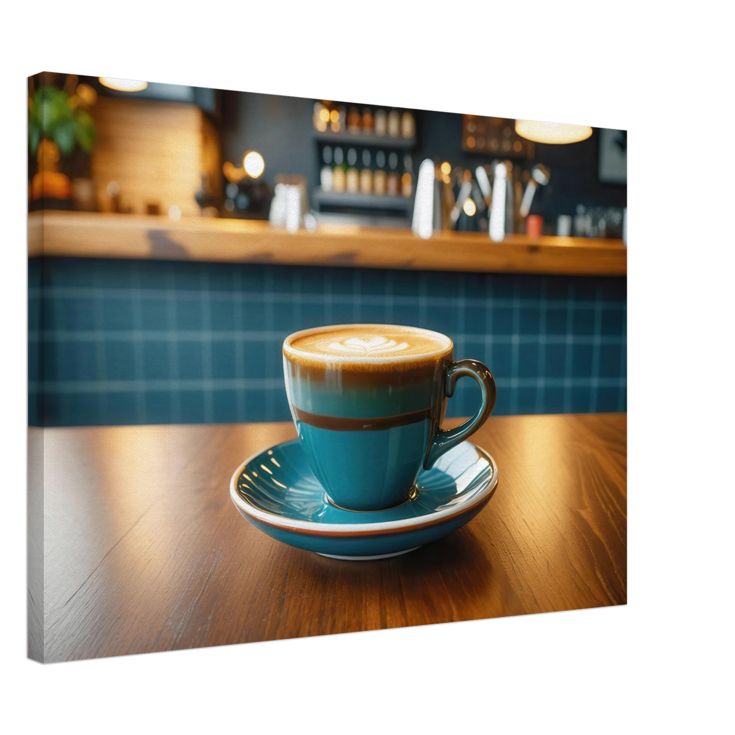 Wandbild deep teal latte einladende kaffeehaus atmosphaere fuer ihr zuhause in vielen groessen