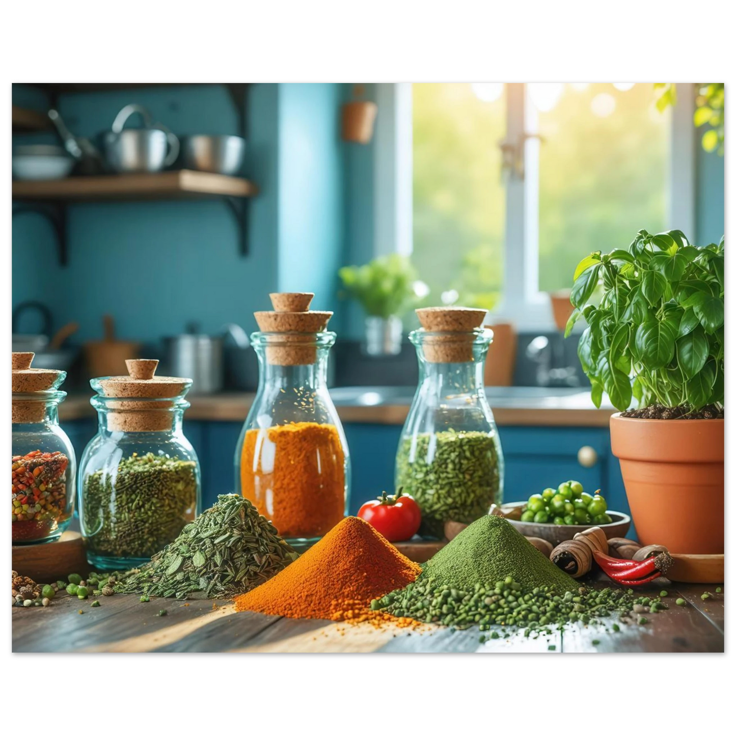 Wandbild lebendige kuechenkraeuter und gewuerze frische wuerze fuer ihr zuhause