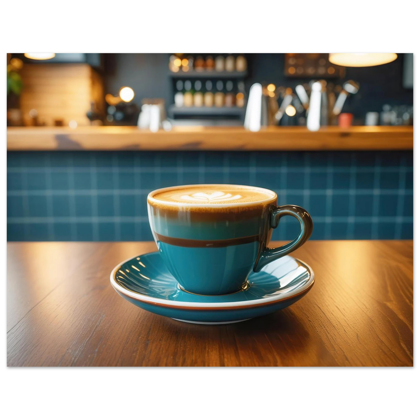 Wandbild deep teal latte einladende kaffeehaus atmosphaere fuer ihr zuhause in vielen groessen