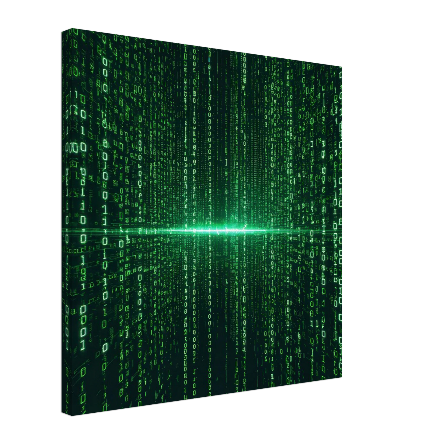 Wandbild digital matrix art gruene binaercode illusion fuer ihr zuhause oder buero erhaeltlich in vielen groessen