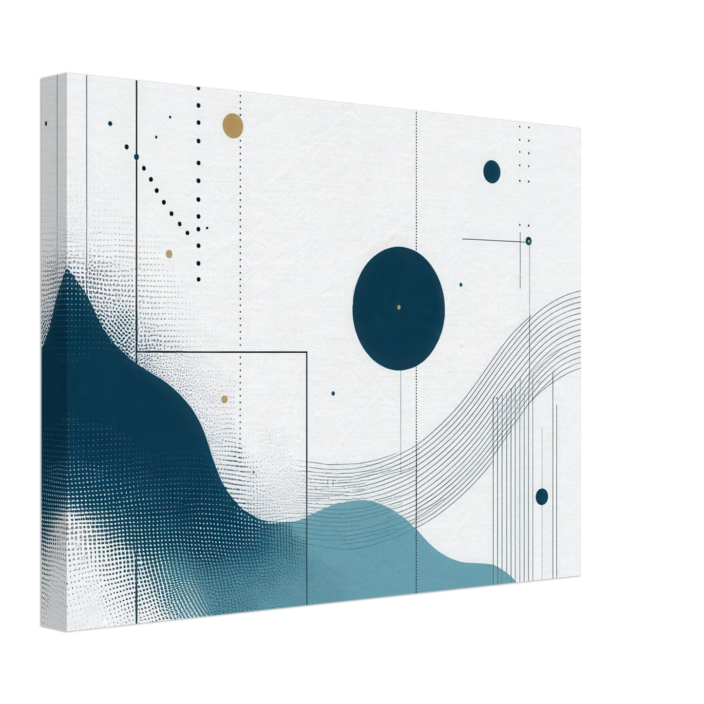 Wandbild deep sea rhythm abstrakte kunst in blau und goldtoenen in ihrer wunschgroesse