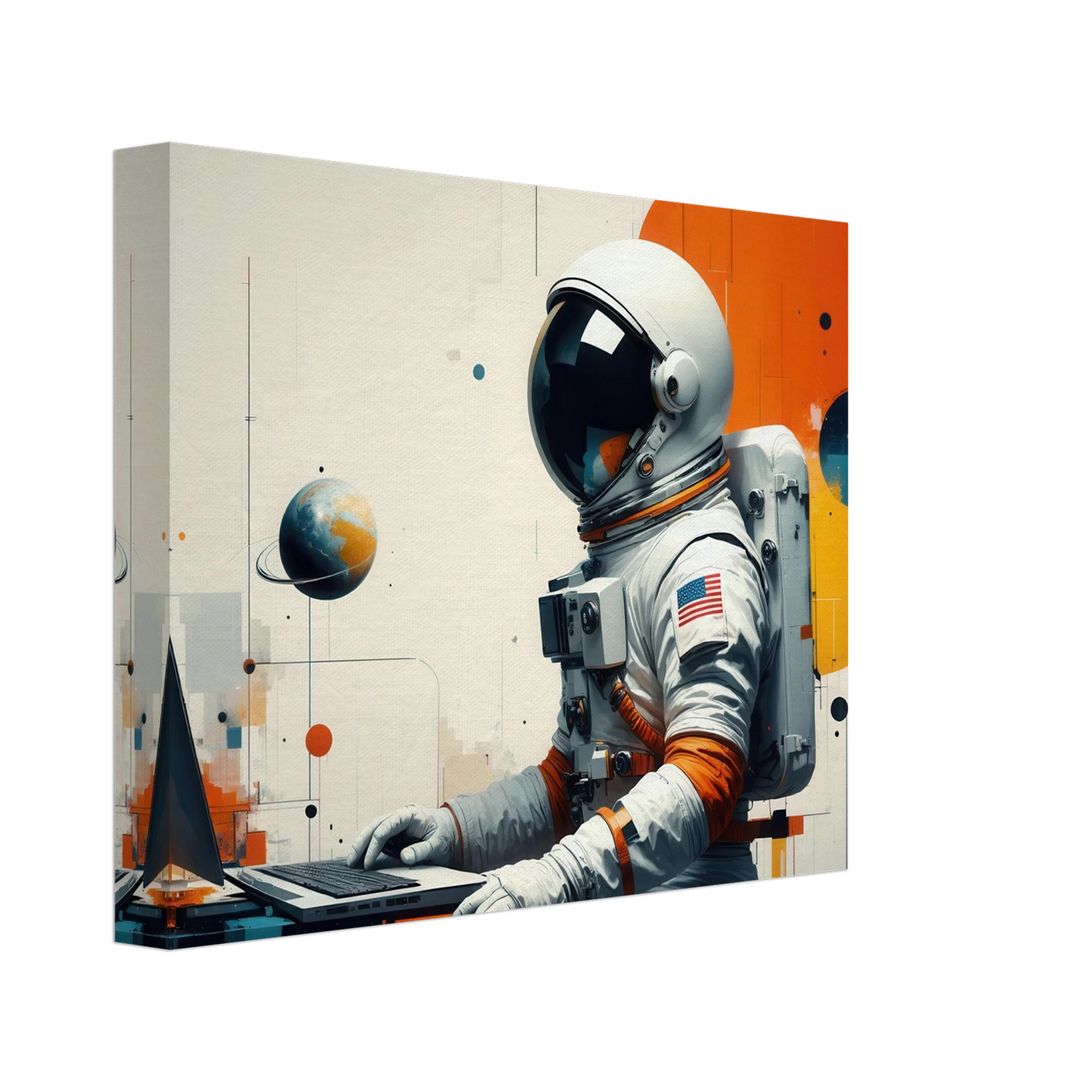 Wandbild cosmic coder astronaut bei der arbeit sci fi kunst fuer dein zuhause in verschiedenen groessen