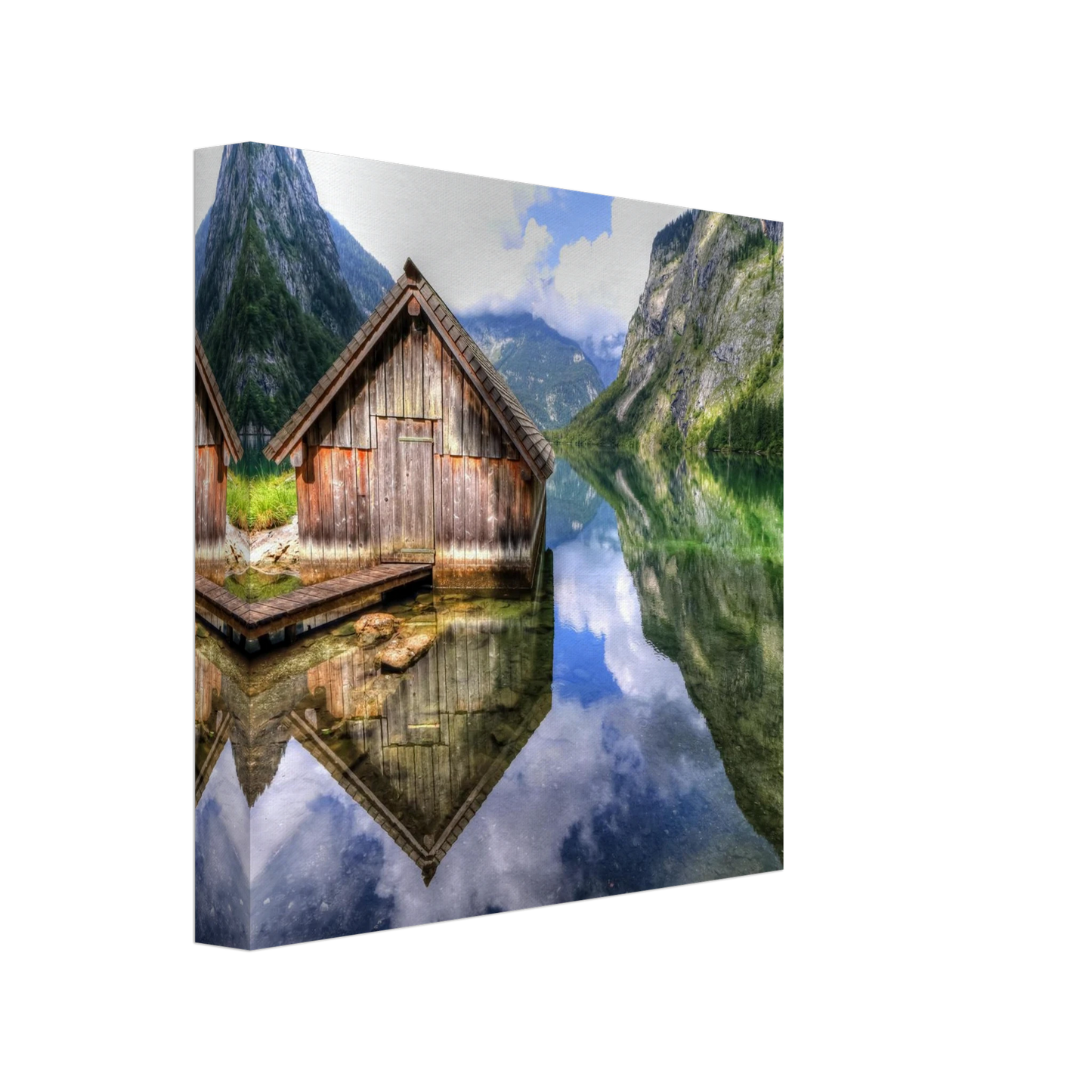 Wandbild bergschutzhuette am see ein idyllisches refugium fuer ihre wanddekoration